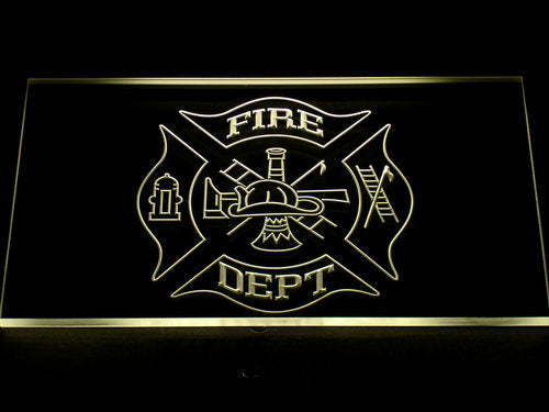 Fire Department Helmet Ladder Axe badge Neon Light LED Sign