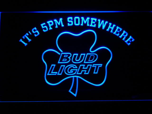 Bud Light Shamrock It's 5Pm Somewhere Neon Light LED Sign