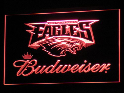 Philadelphia Eagles Budweiser Neon Light LED Sign Man Cave Light Up Sign