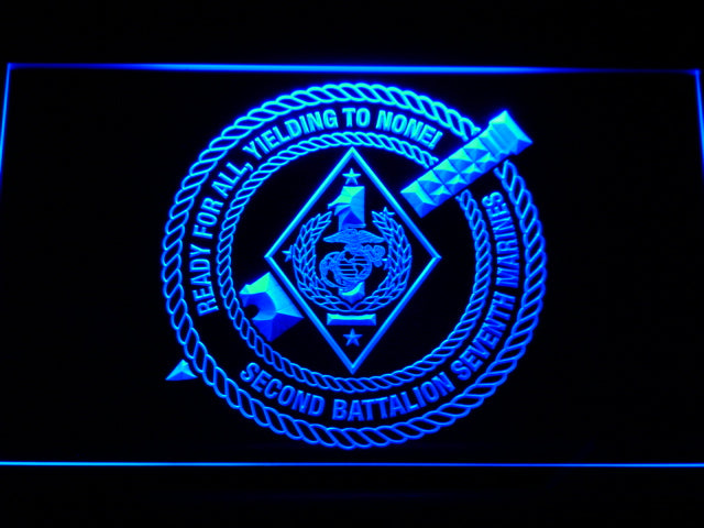 US Marine Corps 2nd Battalion 7th Marines Neon Light LED Sign