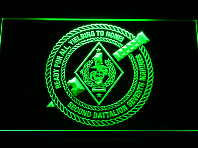 US Marine Corps 2nd Battalion 7th Marines Neon Light LED Sign