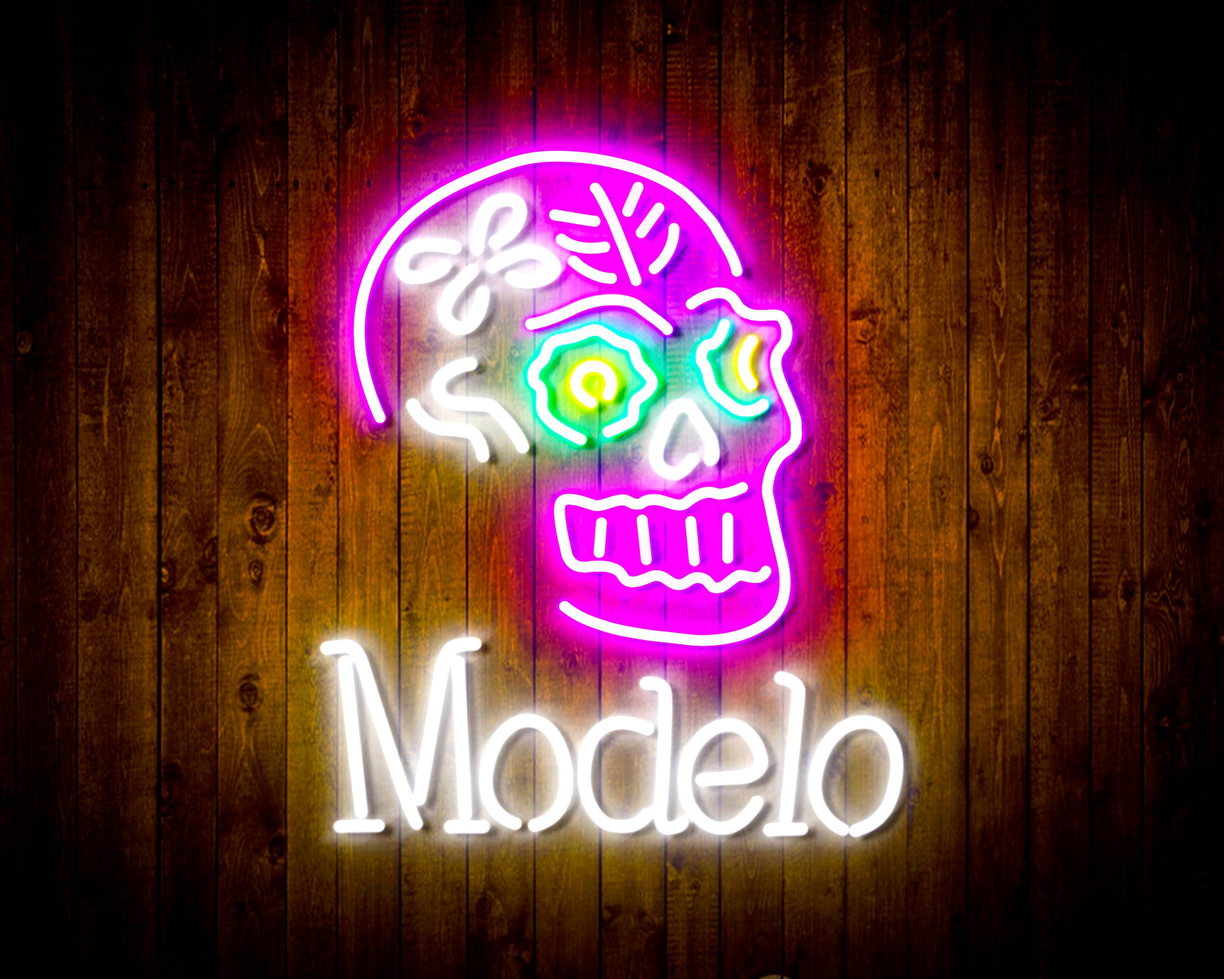 Modelo Beer with Skull Handmade LED Neon Light Sign