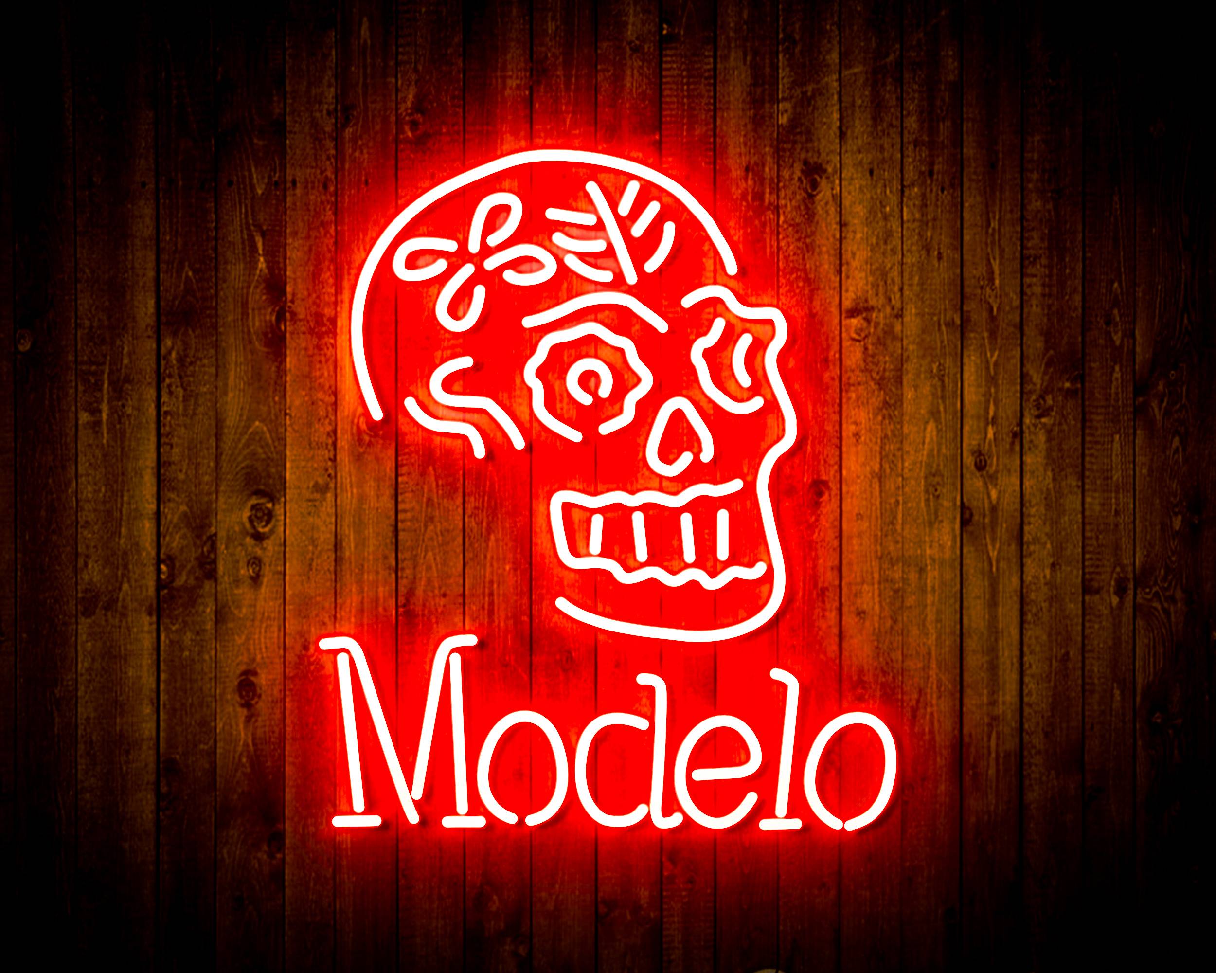 Modello Sign Design Modelo Beer with Skull Handmade LED Neon Sign