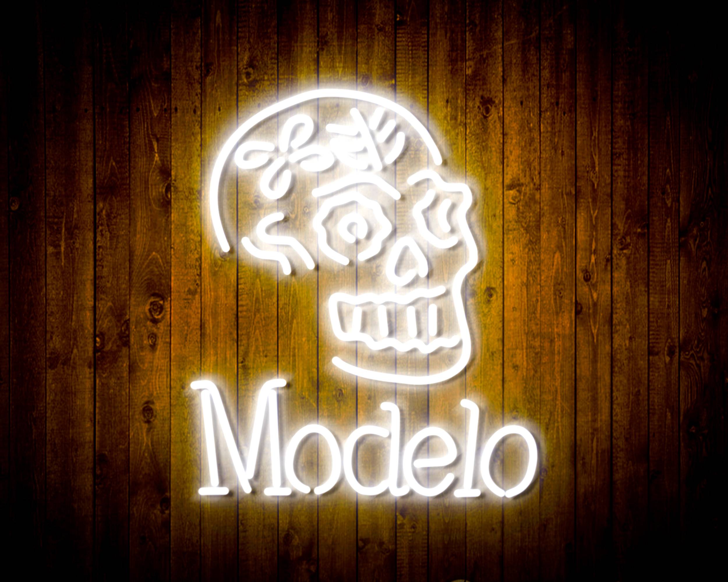 Modello Sign Design Modelo Beer with Skull Handmade LED Neon Sign
