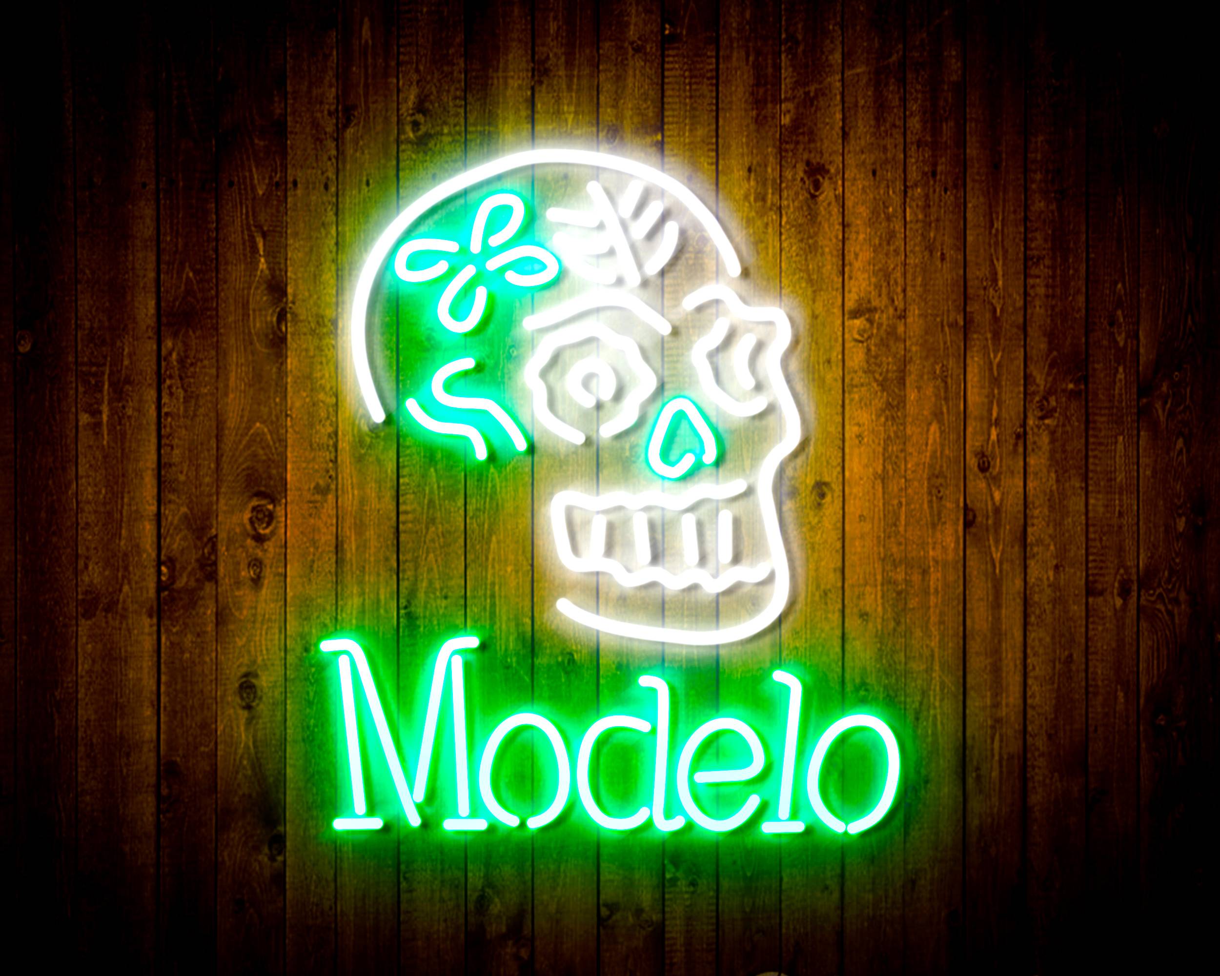 Modelo Beer with Skull Handmade LED Neon Light Sign