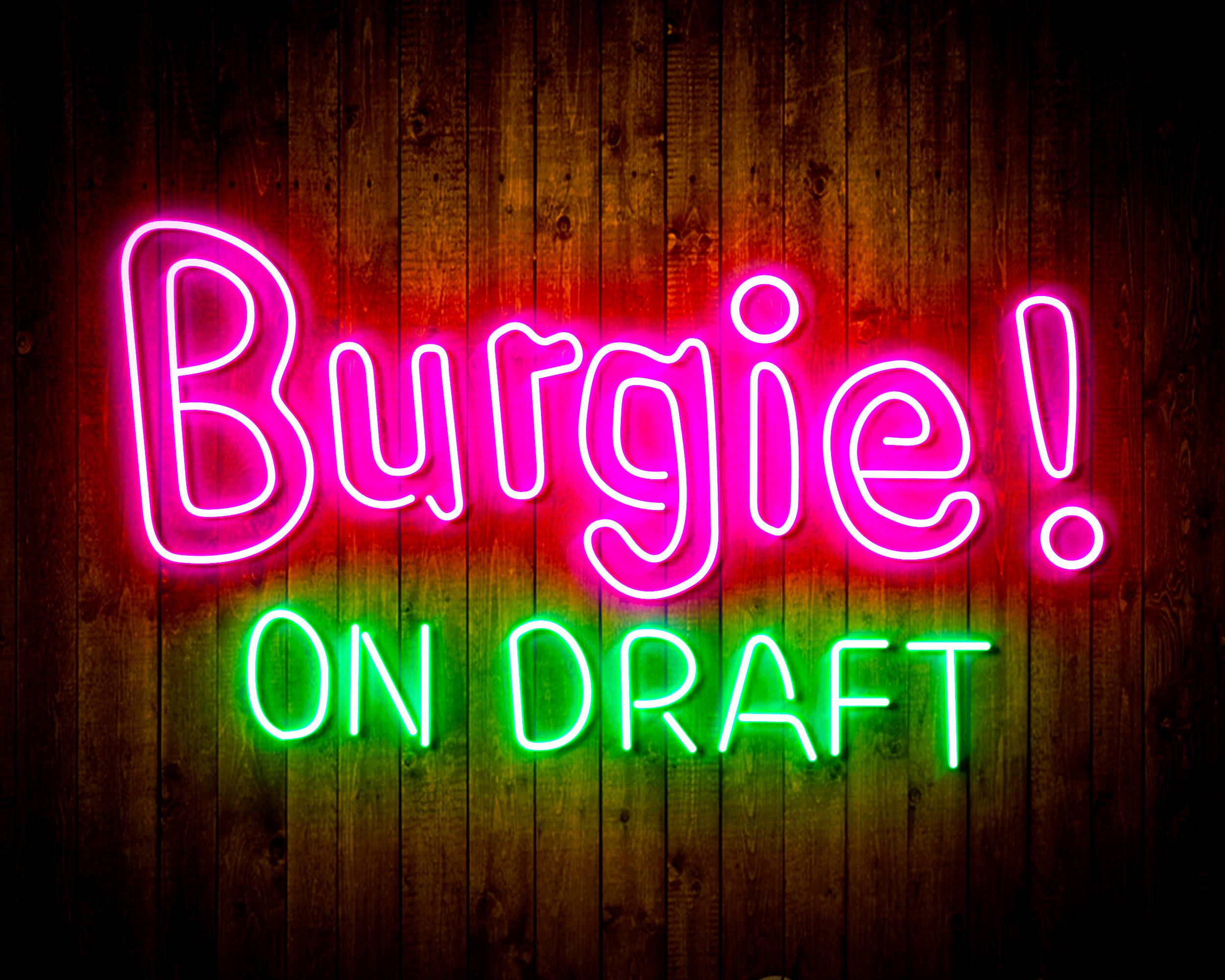 Burgie! On Draft Handmade LED Neon Light Sign