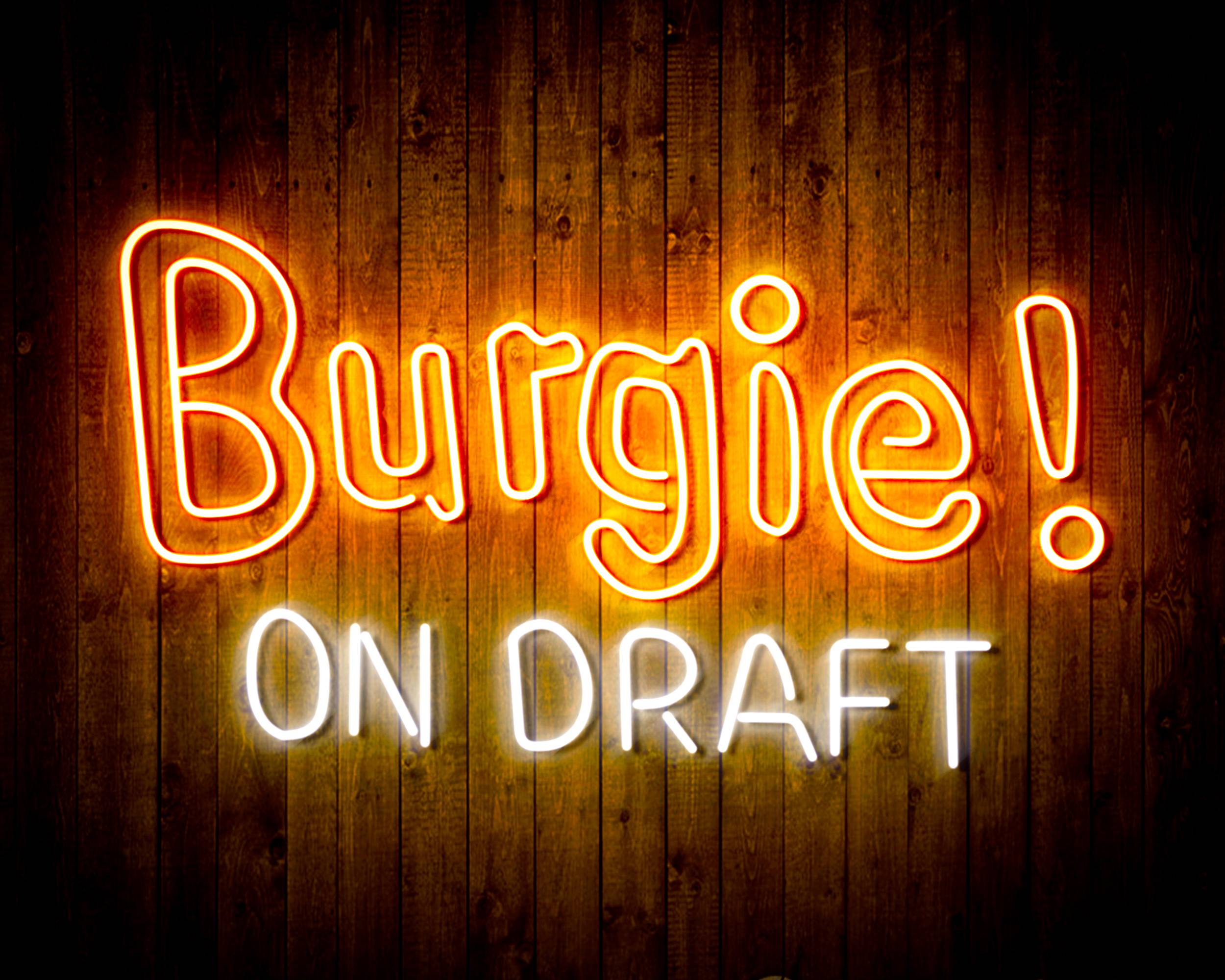 Burgie! On Draft Handmade LED Neon Light Sign