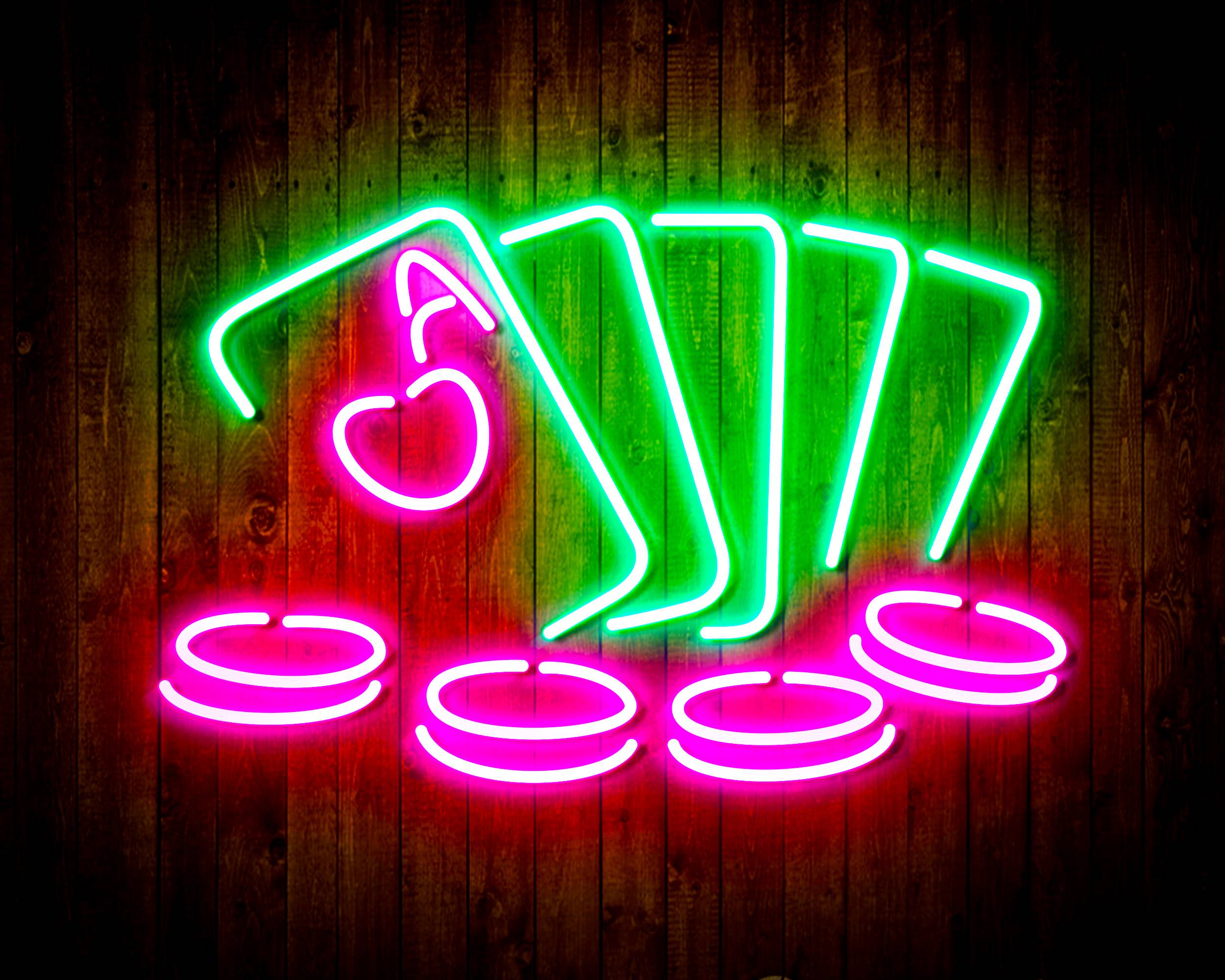 Cards with Coins for Crown Royal Handmade LED Neon Light Sign