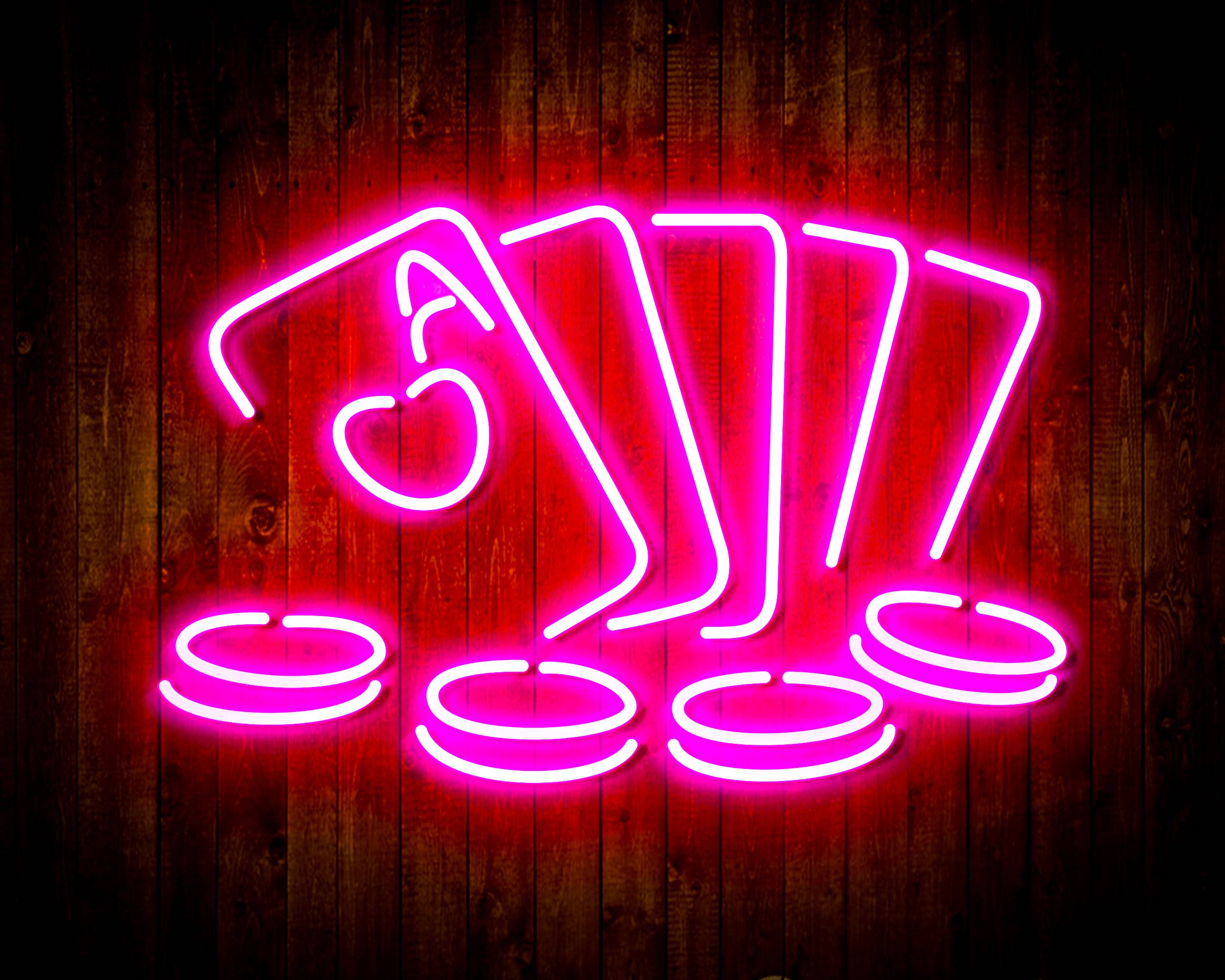 Cards with Coins for Crown Royal Handmade LED Neon Light Sign