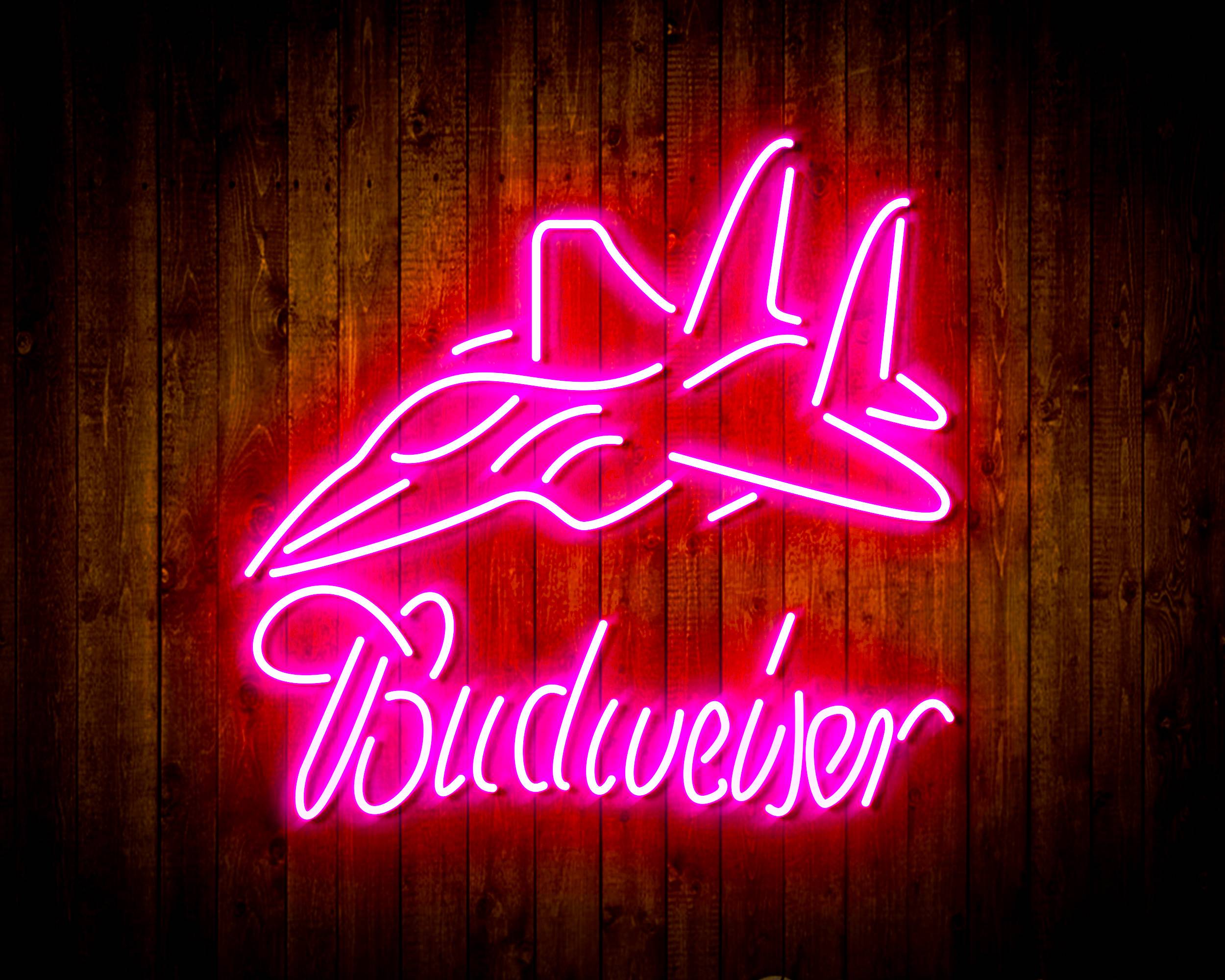 Budweiser with Jet Fighter Handmade LED Neon Light Sign
