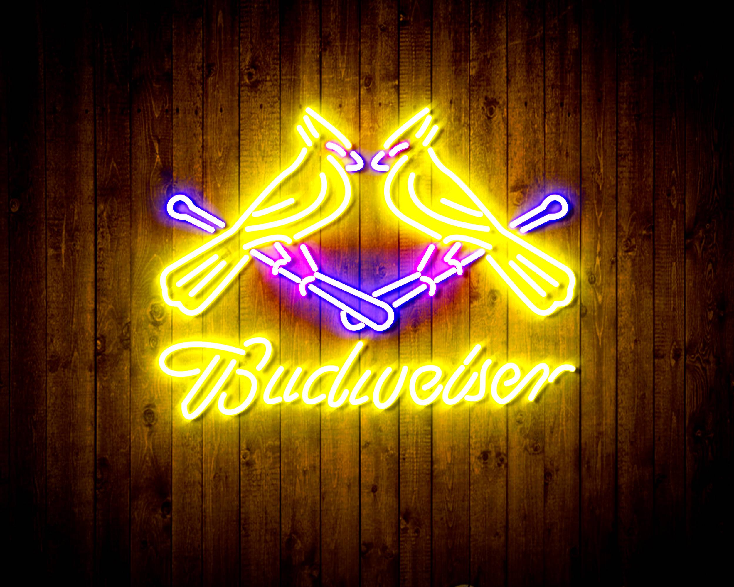 Budweiser with Cadinals Handmade LED Neon Light Sign