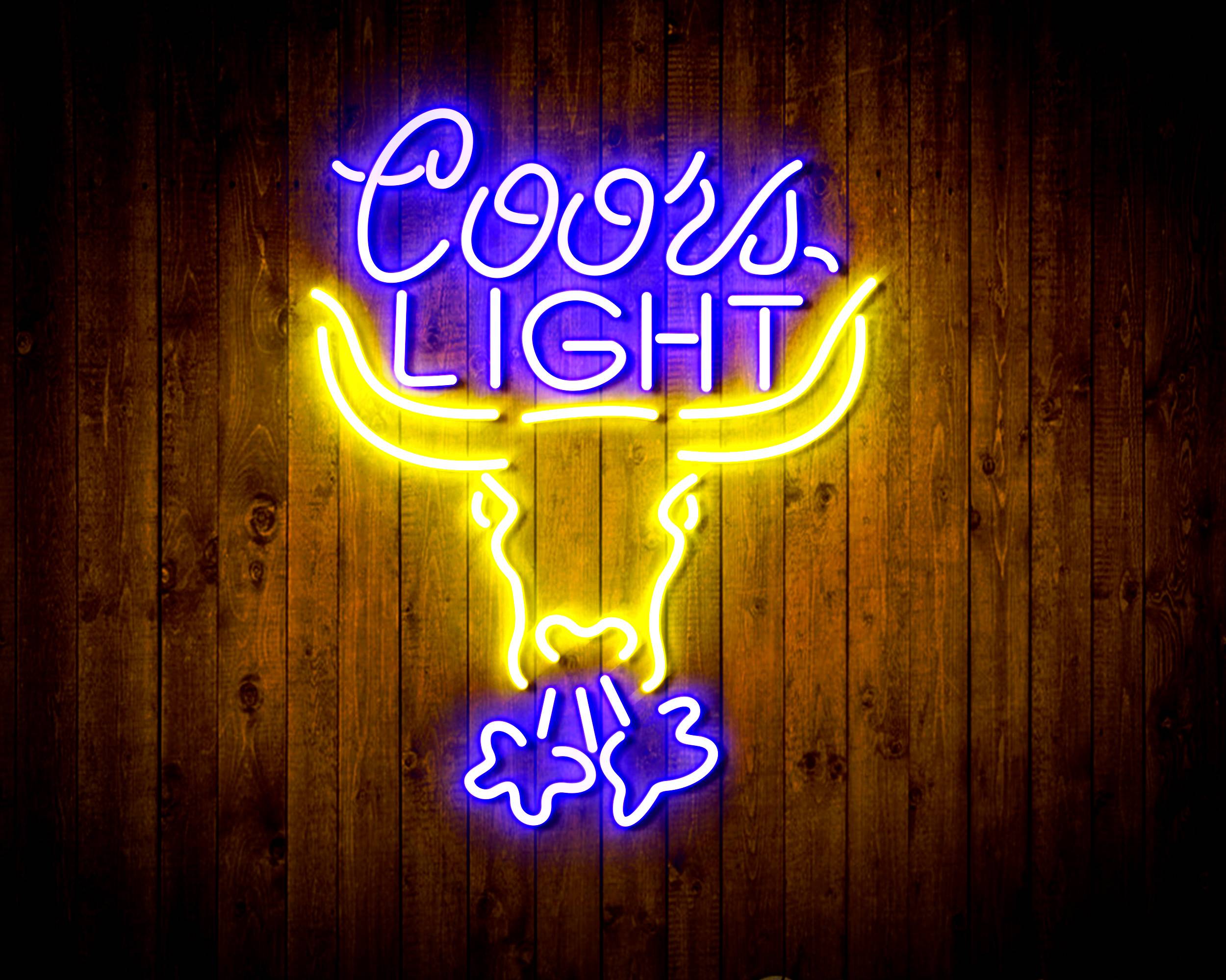 Coors Light with Bull Head Handmade LED Neon Light Sign