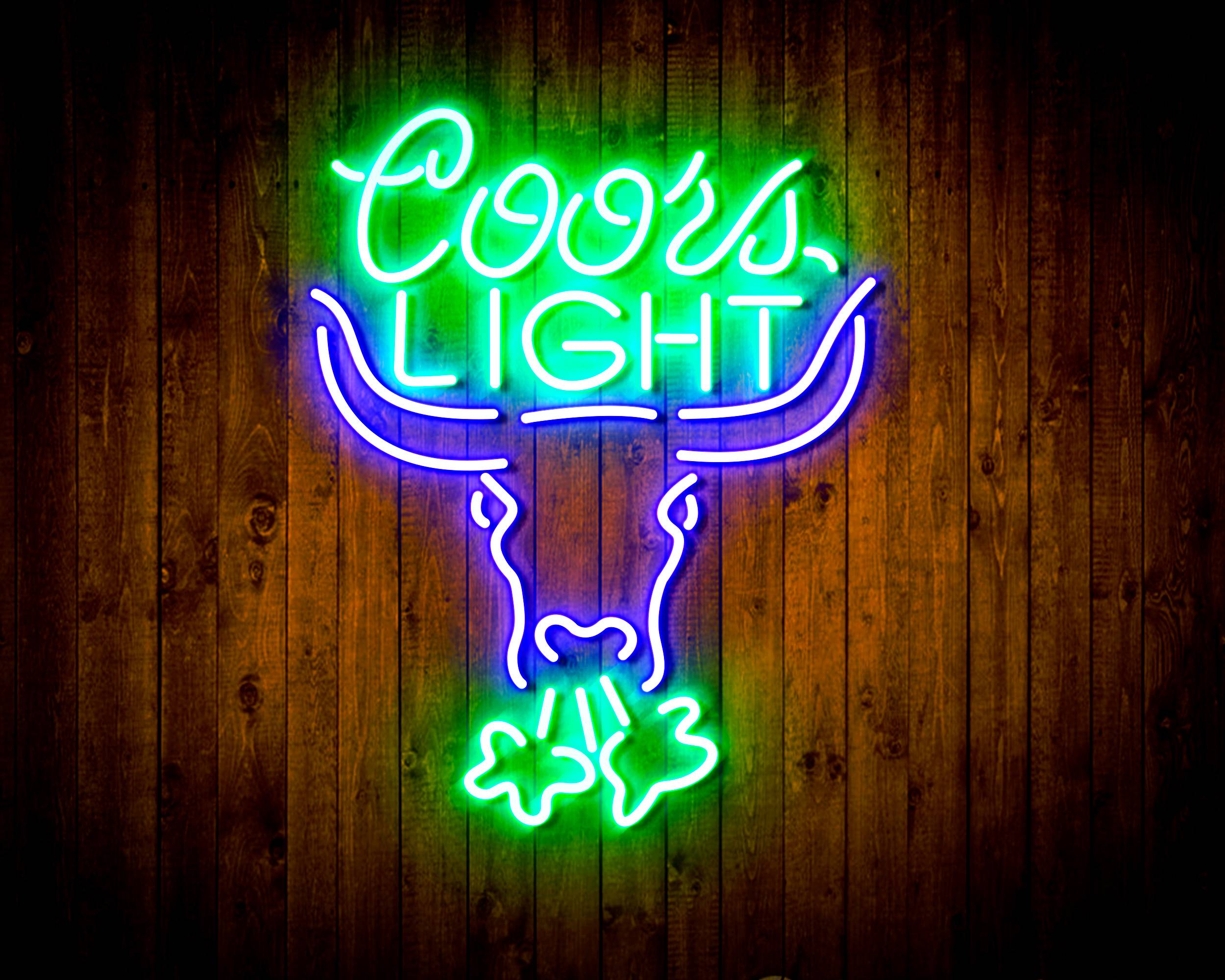 Coors Light with Bull Head Handmade LED Neon Light Sign