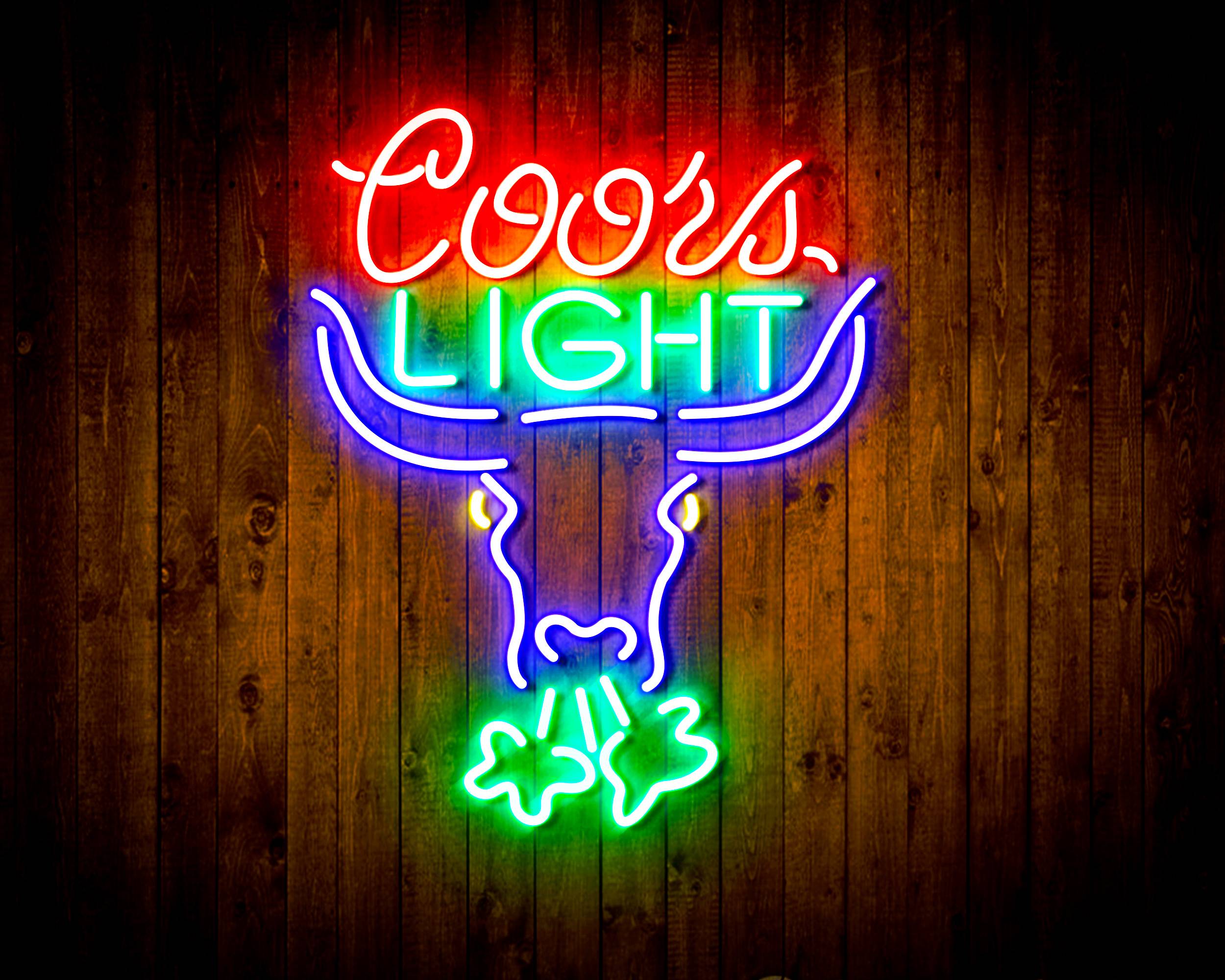 Coors Light with Bull Head Handmade LED Neon Light Sign