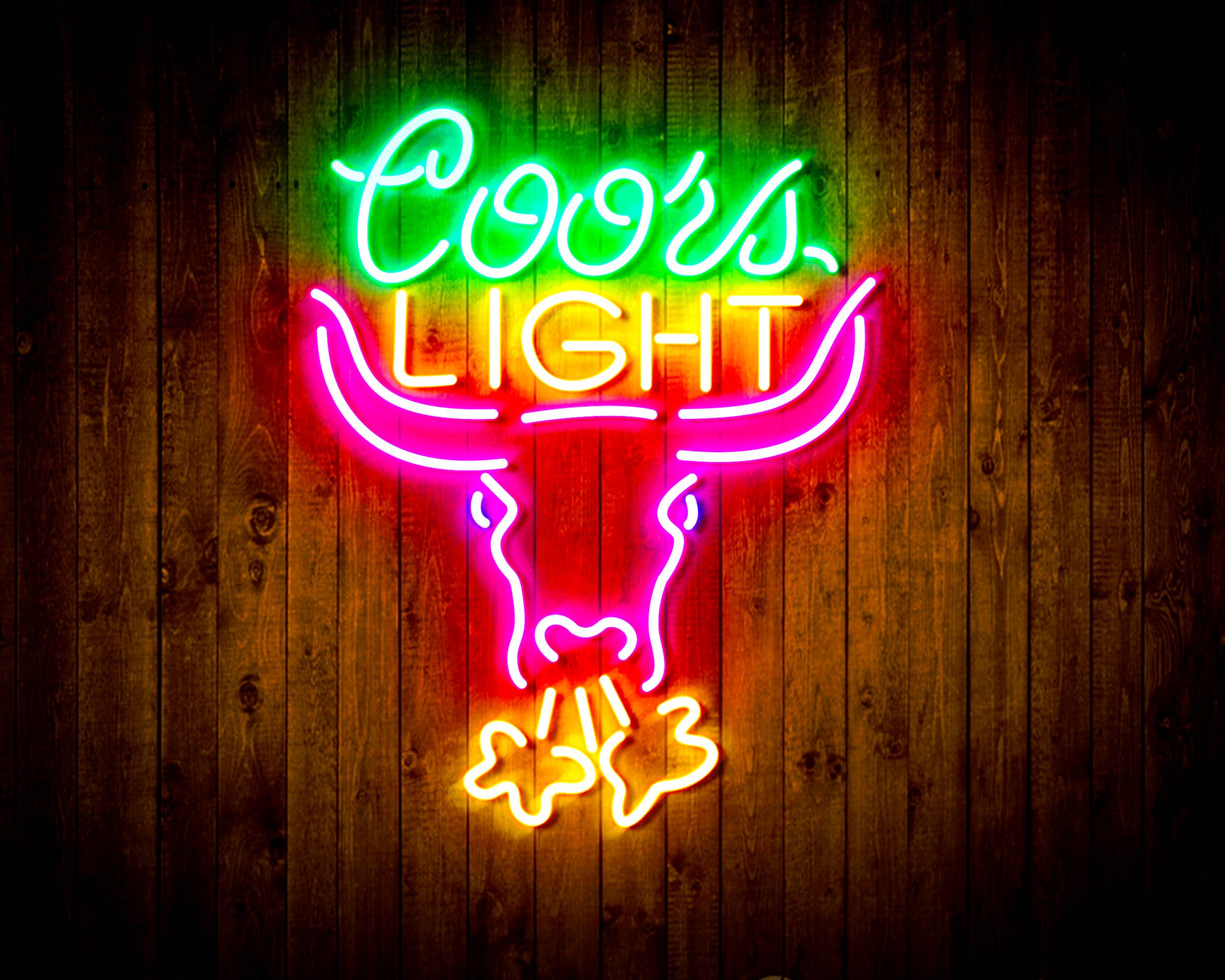 Coors Light with Bull Head Handmade LED Neon Light Sign