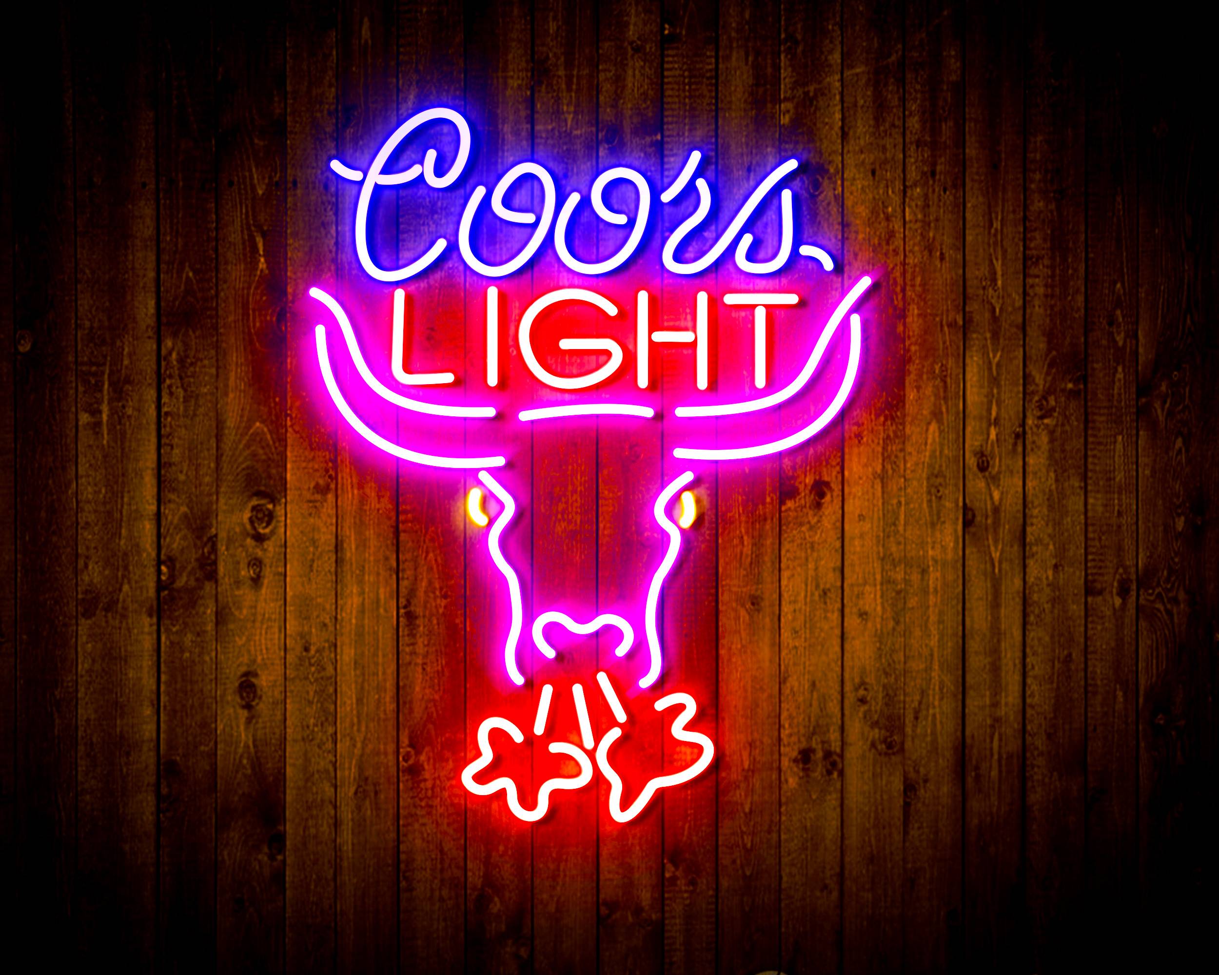 Coors Light with Bull Head Handmade LED Neon Light Sign