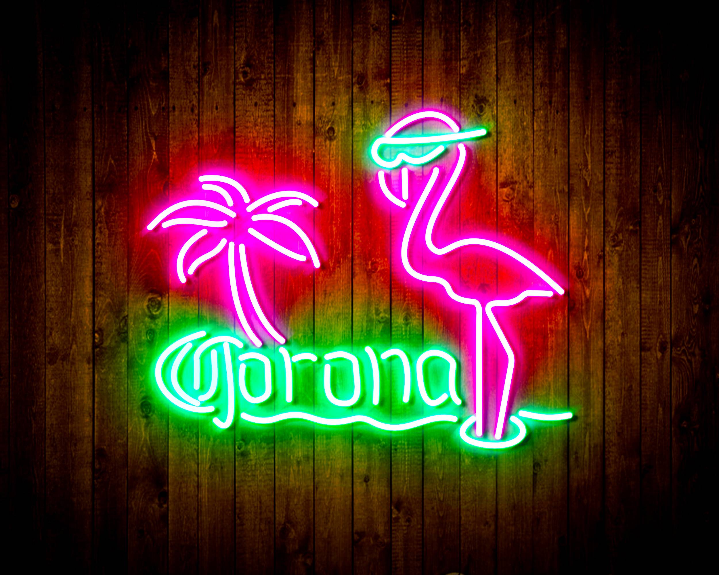 Corona with Flammingo Handmade LED Neon Light Sign