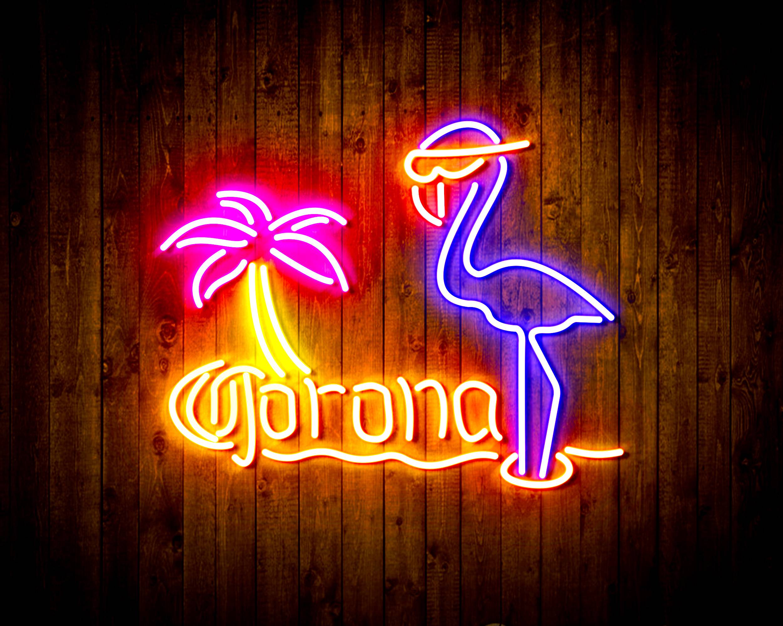 Corona with Flammingo Handmade LED Neon Light Sign