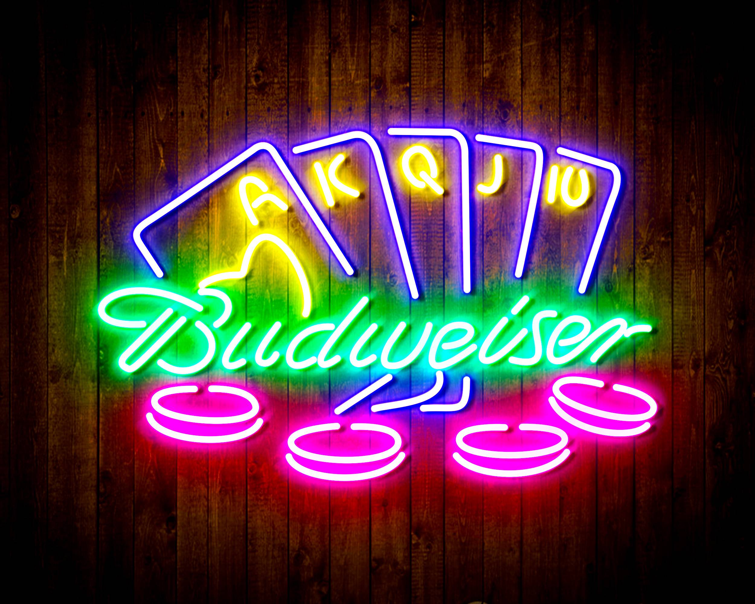Budweiser Casino Cards Game Handmade LED Neon Light Sign