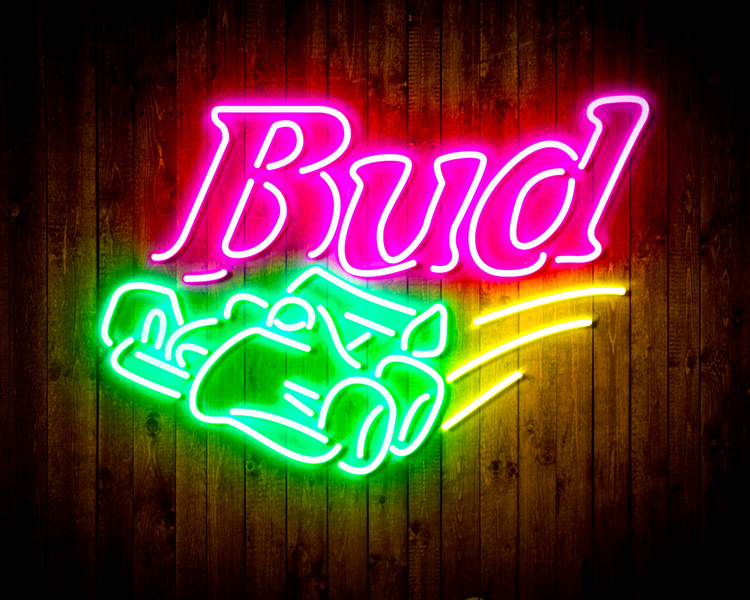 Budweiser Race Car Handmade LED Neon Light Sign