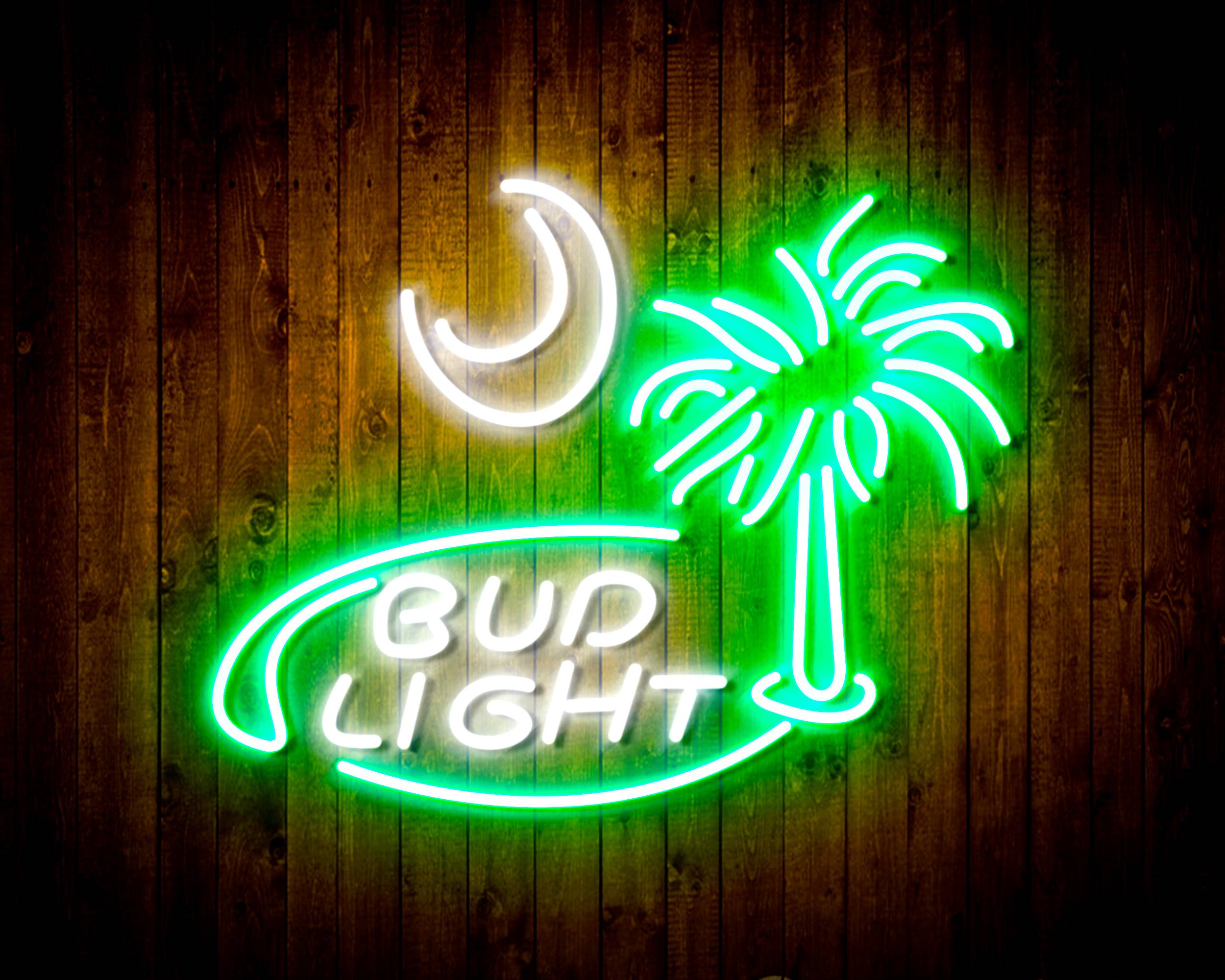 Bud Light Coconut tree Handmade LED Neon Light Sign