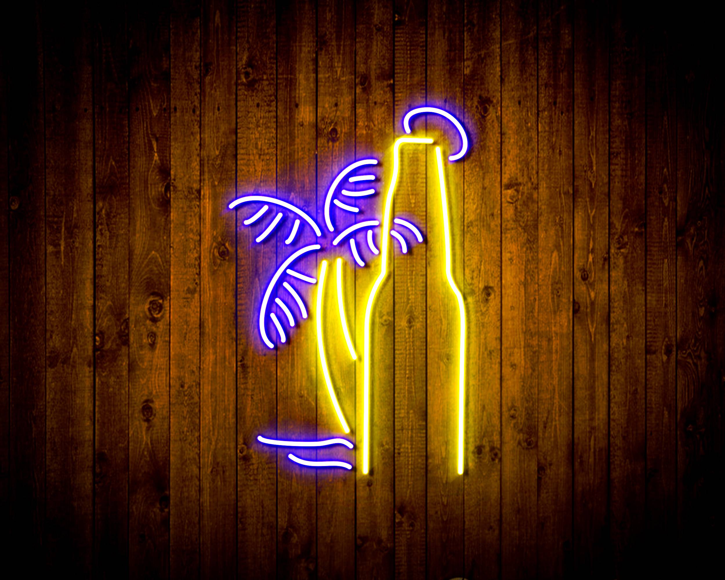 Beer Bottle with Palm for Corona Handmade LED Neon Light Sign