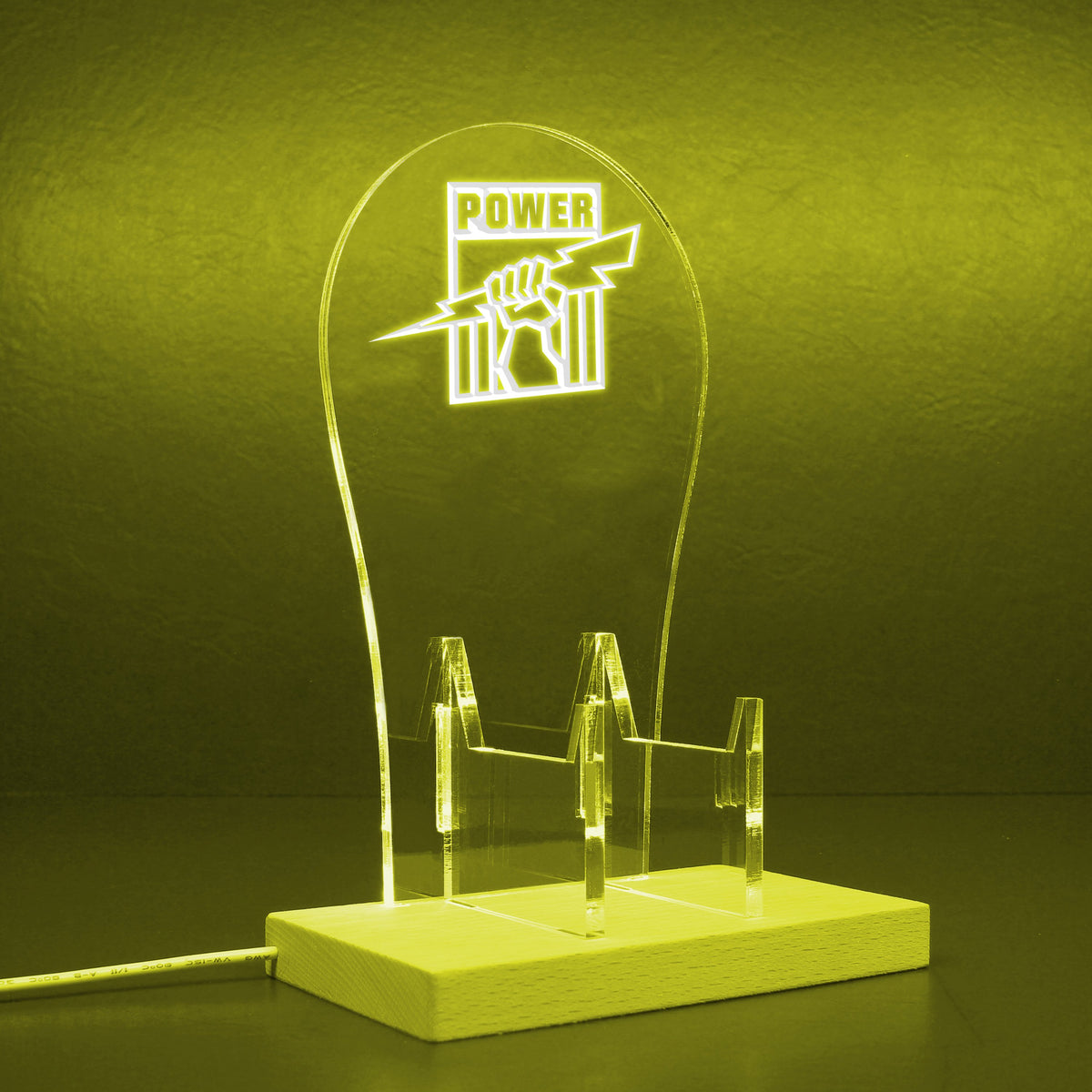 Afl Port Adelaide Led Headset Controller Stand Wooden Base - LED LAB CAVE