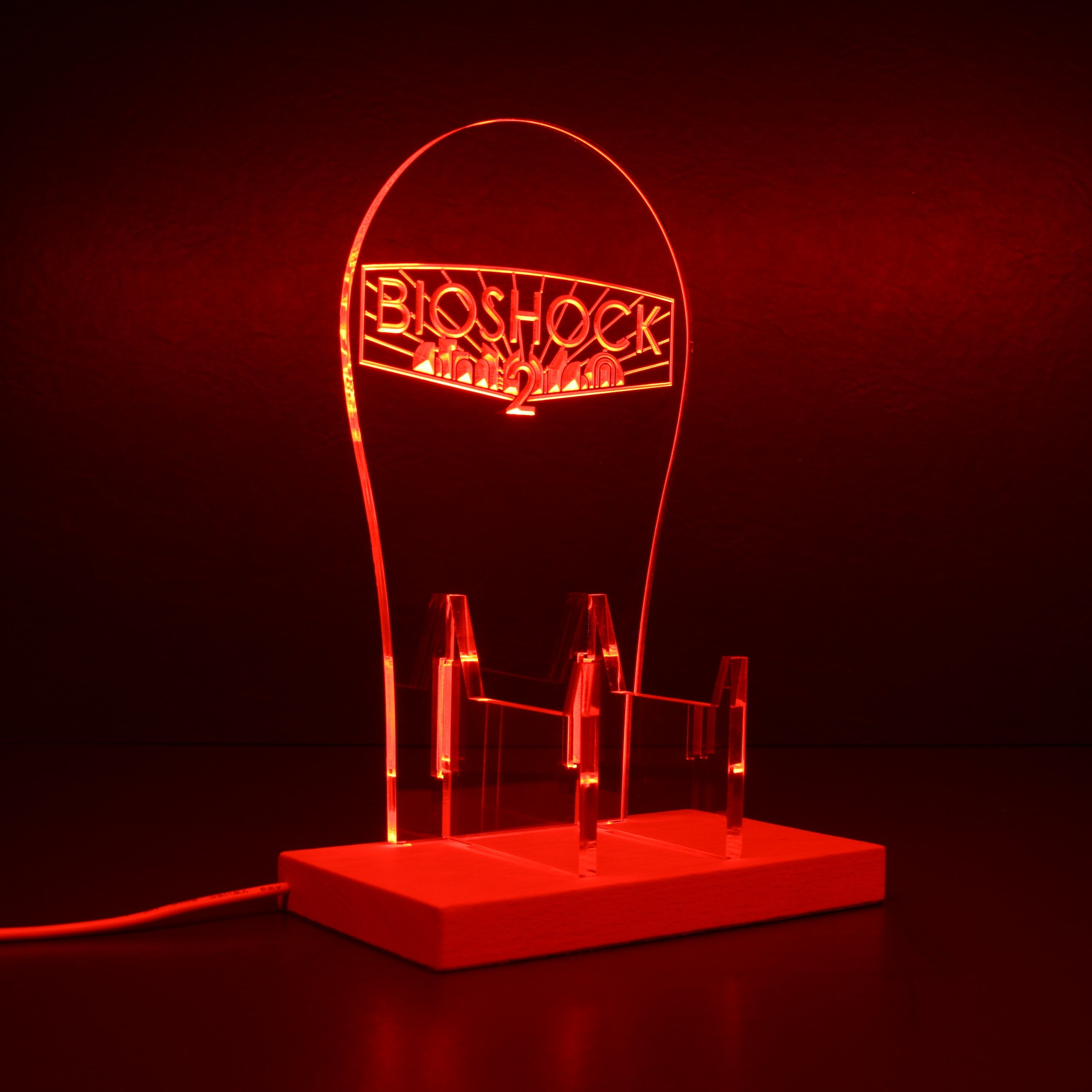 BioShock 2 Led Headset Controller Stand Wooden Base - LED LAB CAVE