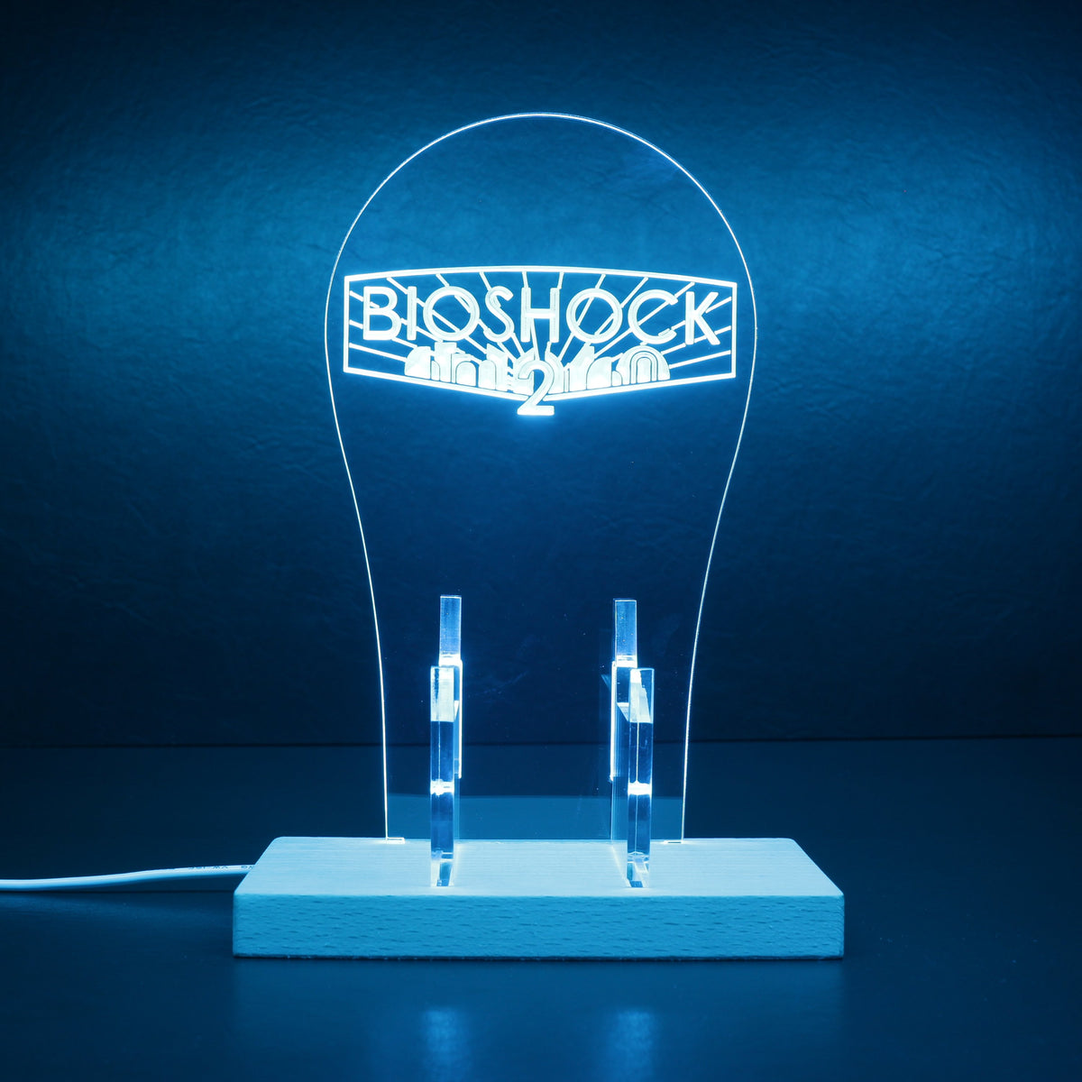 BioShock 2 Led Headset Controller Stand Wooden Base - LED LAB CAVE