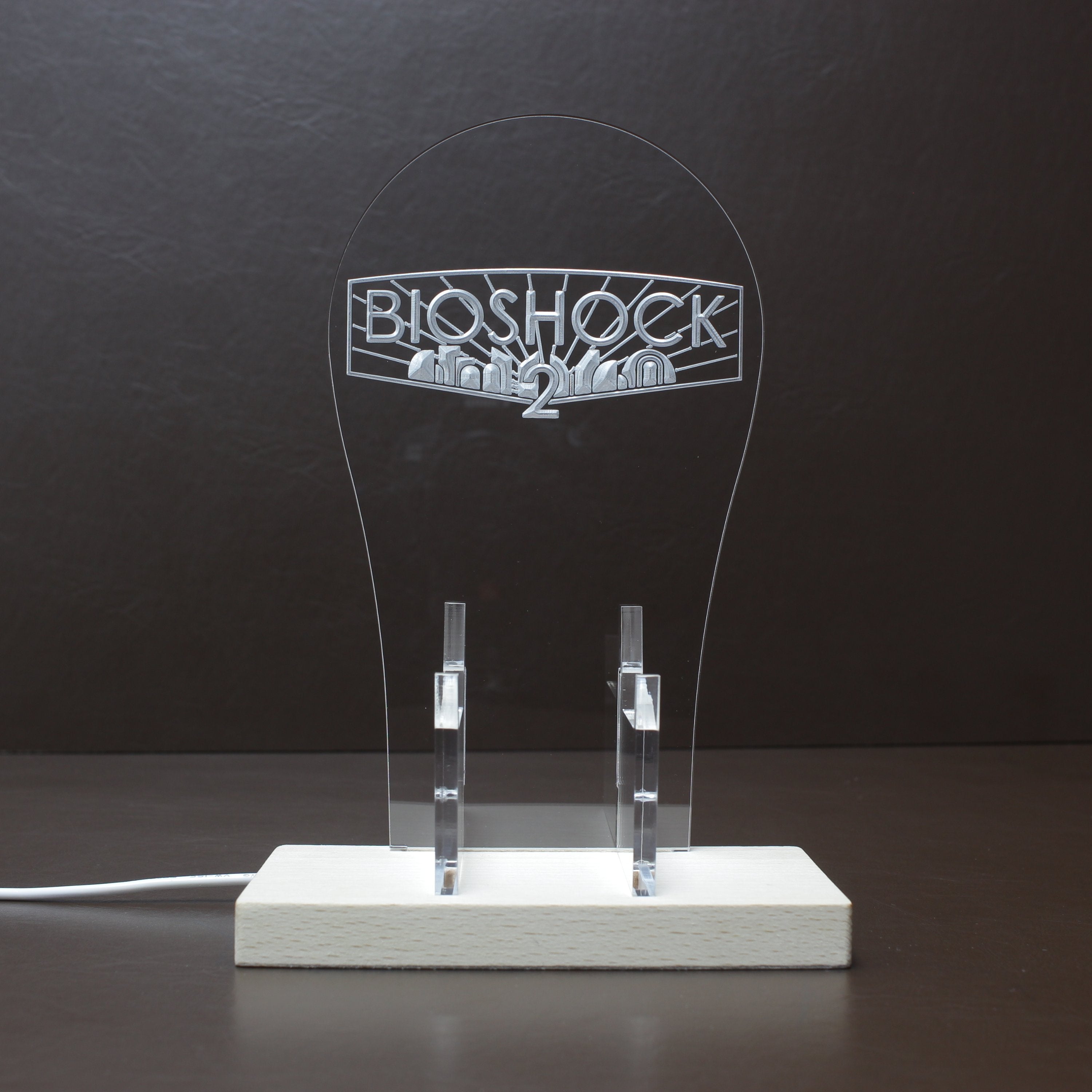 BioShock 2 Led Headset Controller Stand Wooden Base - LED LAB CAVE