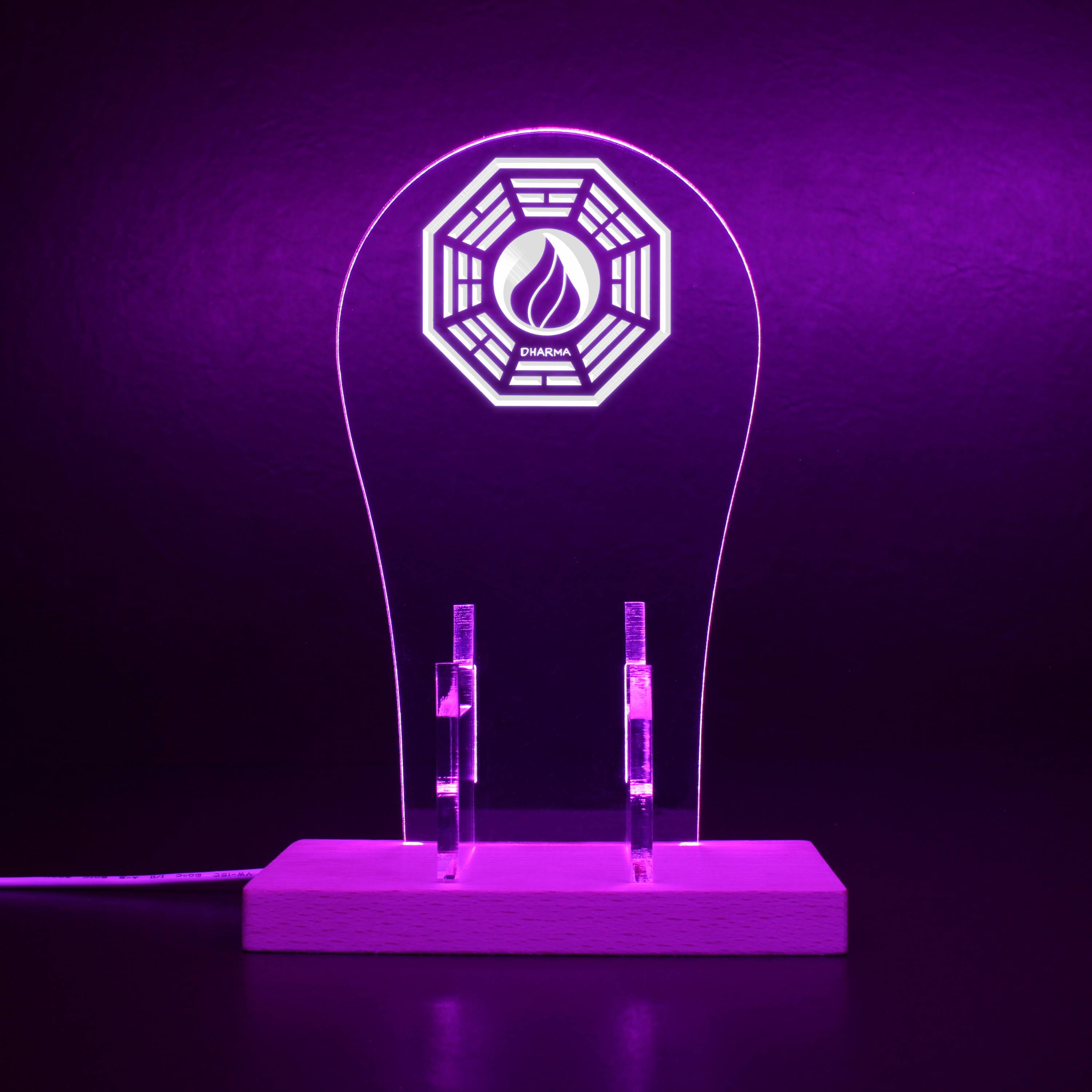 Dharma Stations Initiative Flame Lost Light Sign RGB LED Gaming Headset Controller Stand