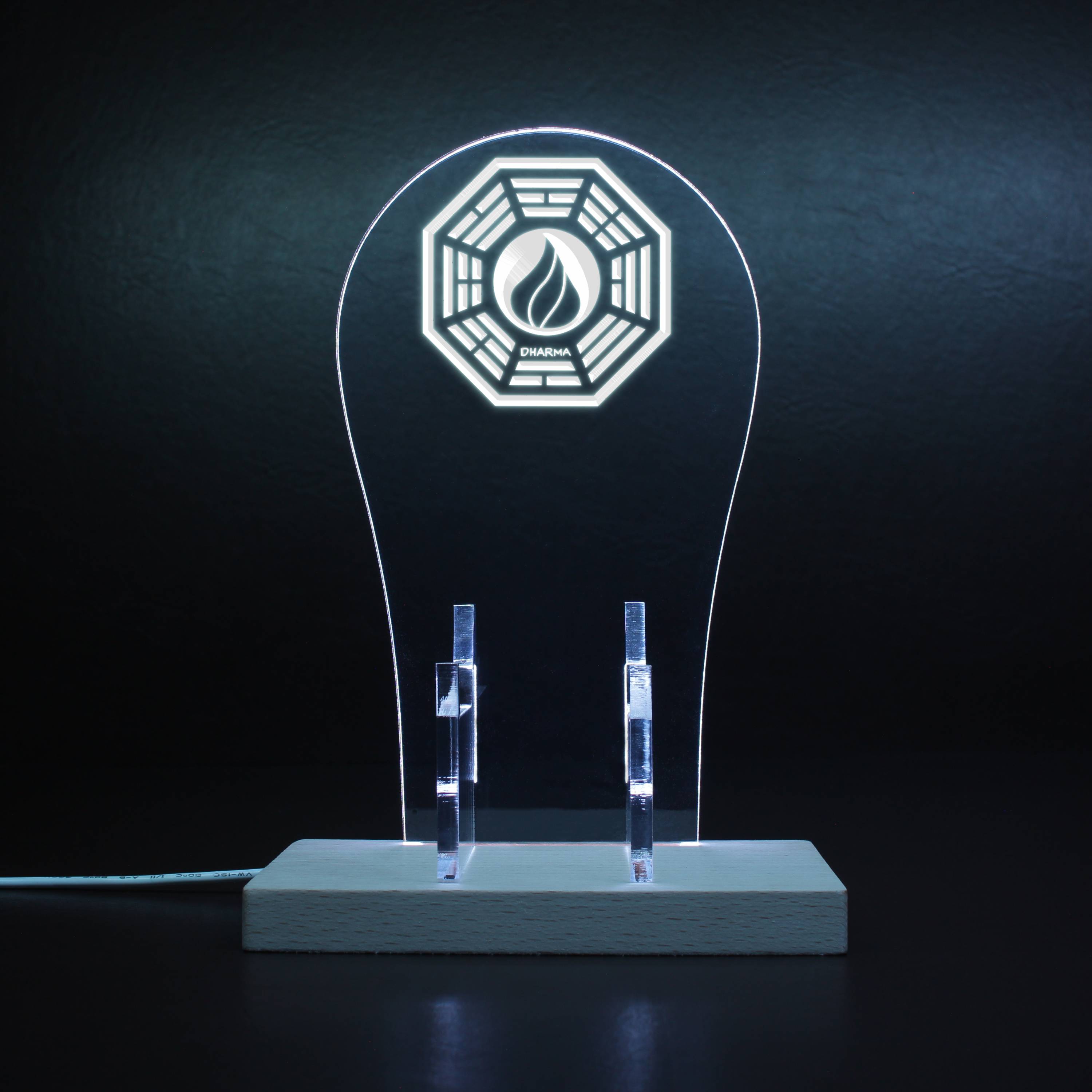 Dharma Stations Initiative Flame Lost Light Sign RGB LED Gaming Headset Controller Stand