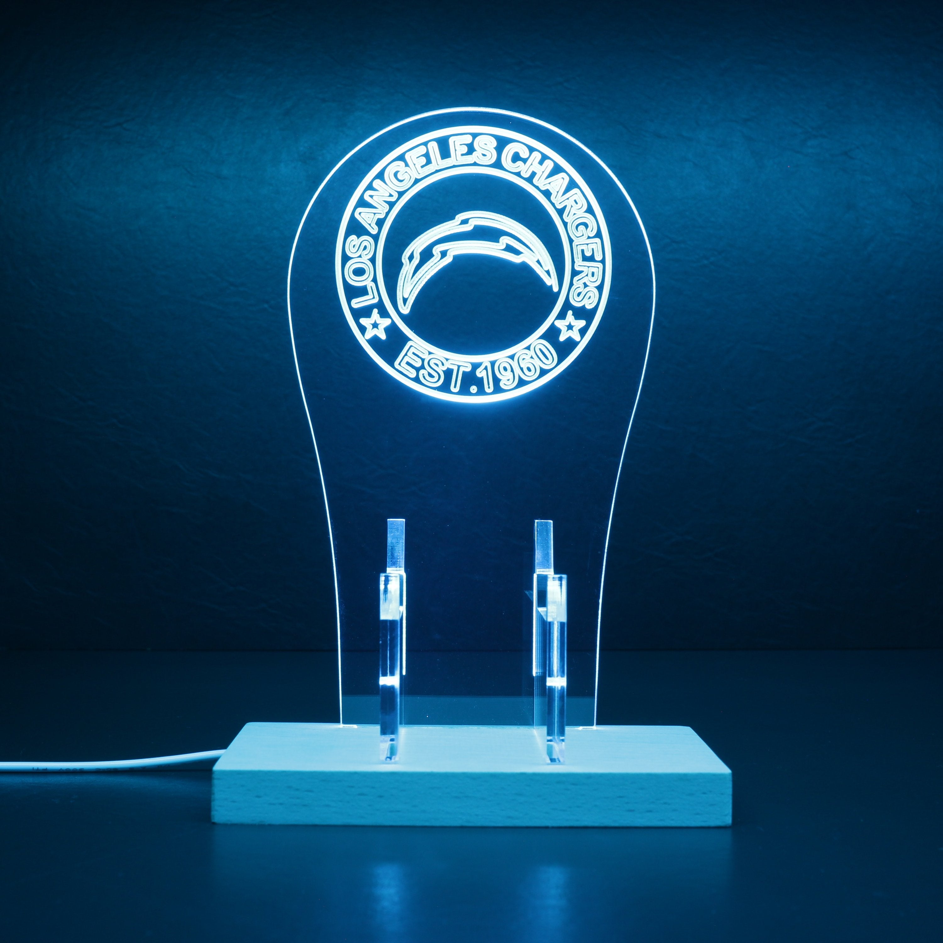 Custom Your Sport Team Los Angeles Chargers Est. 1960 RGB LED Gaming Headset Controller Stand