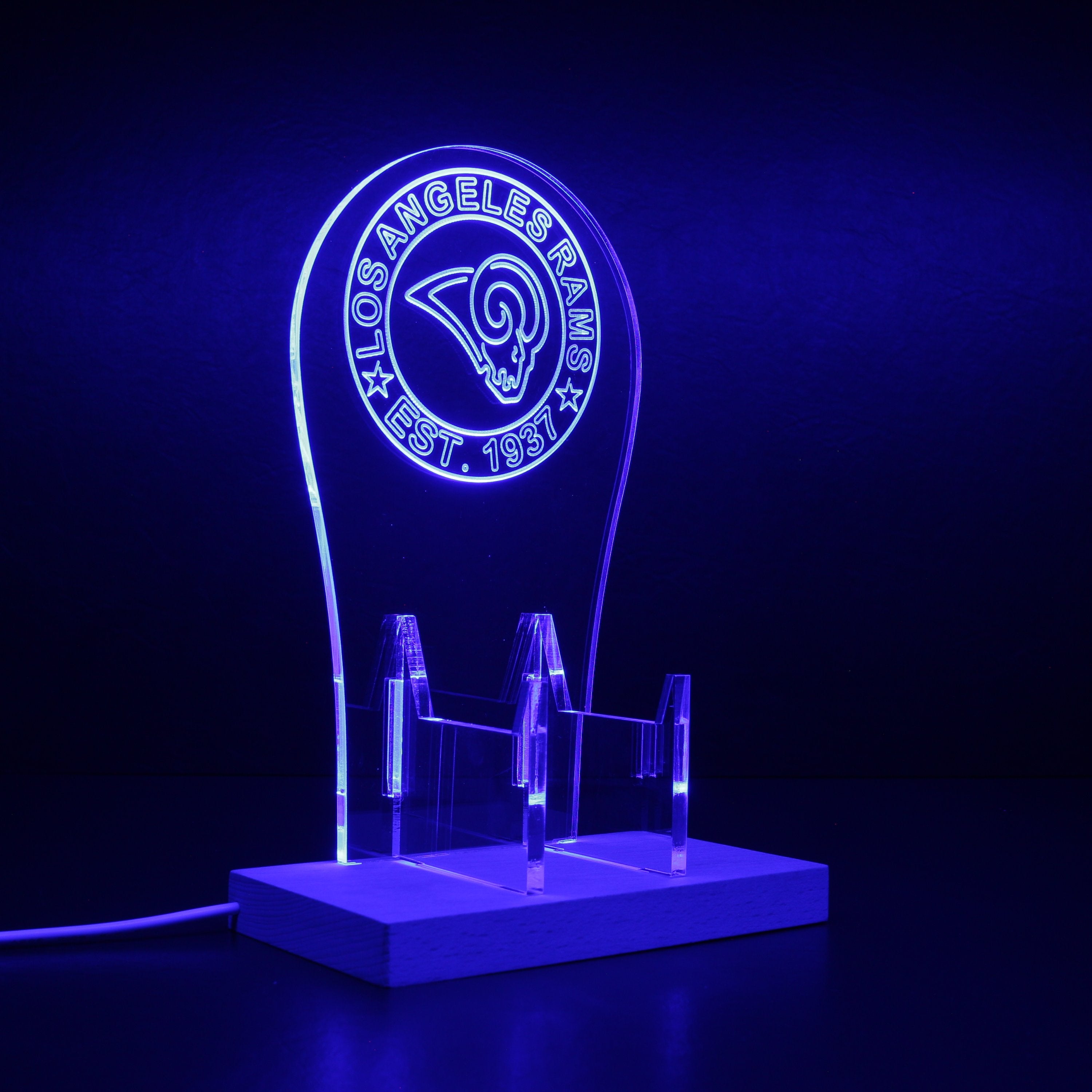 Custom Your Sport Team Los Angeles Rams Est. 1937 RGB LED Gaming Headset Controller Stand