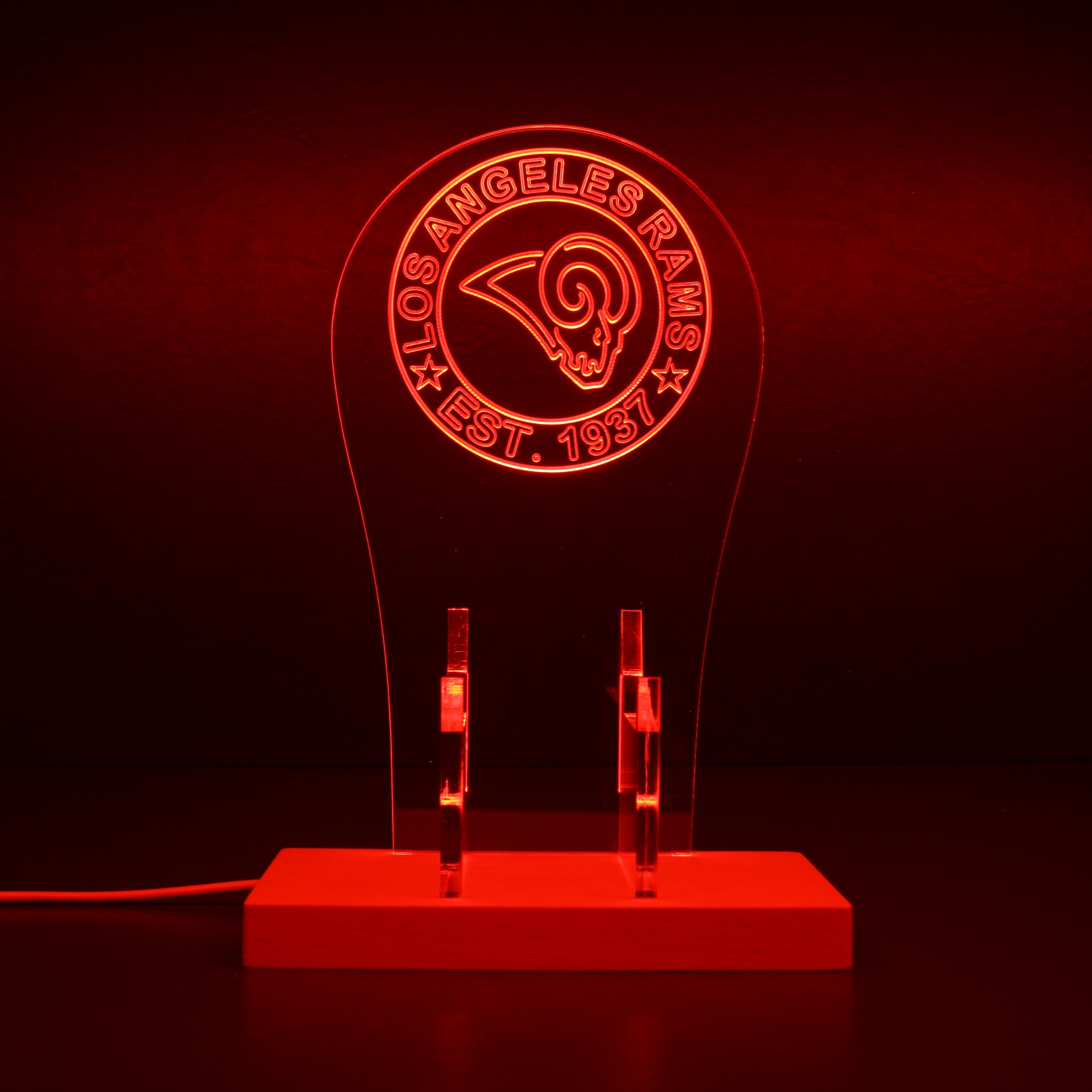 Custom Your Sport Team Los Angeles Rams Est. 1937 RGB LED Gaming Headset Controller Stand