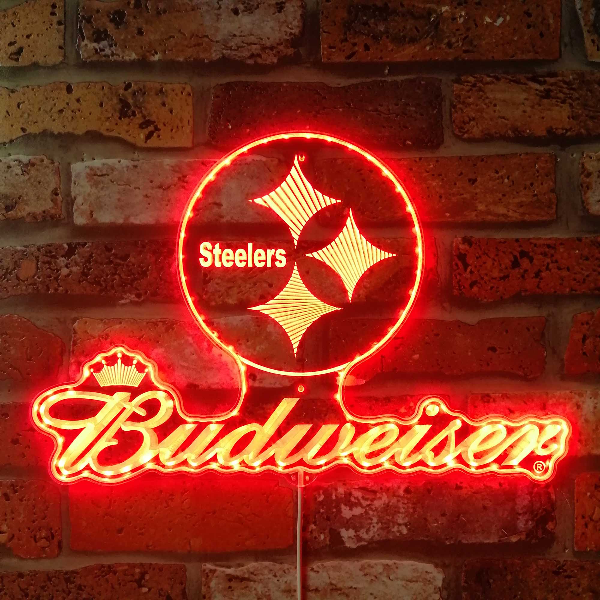 Steelers Buderweisers Dynamic RGB Edge Lit LED Sign