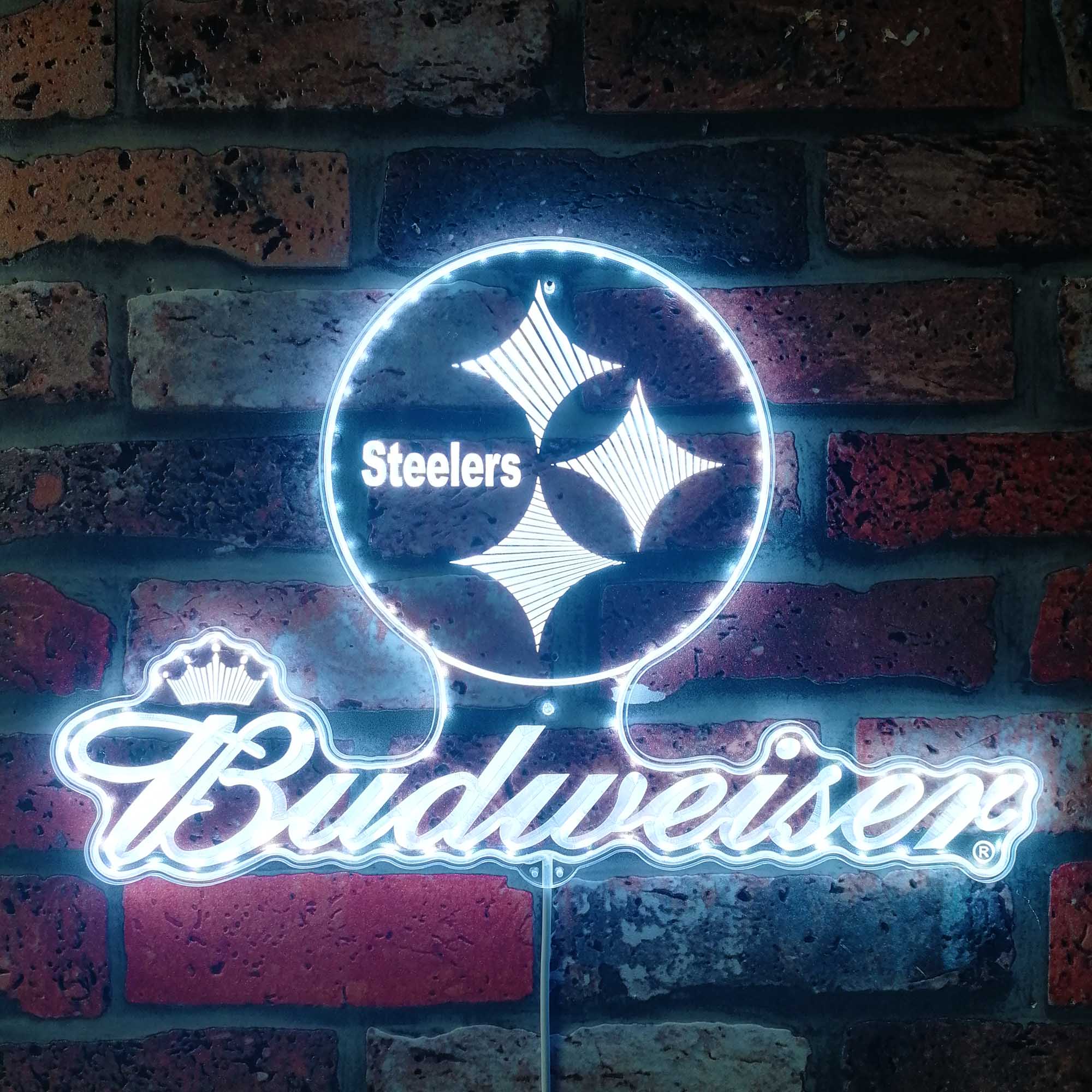 Steelers Buderweisers Dynamic RGB Edge Lit LED Sign