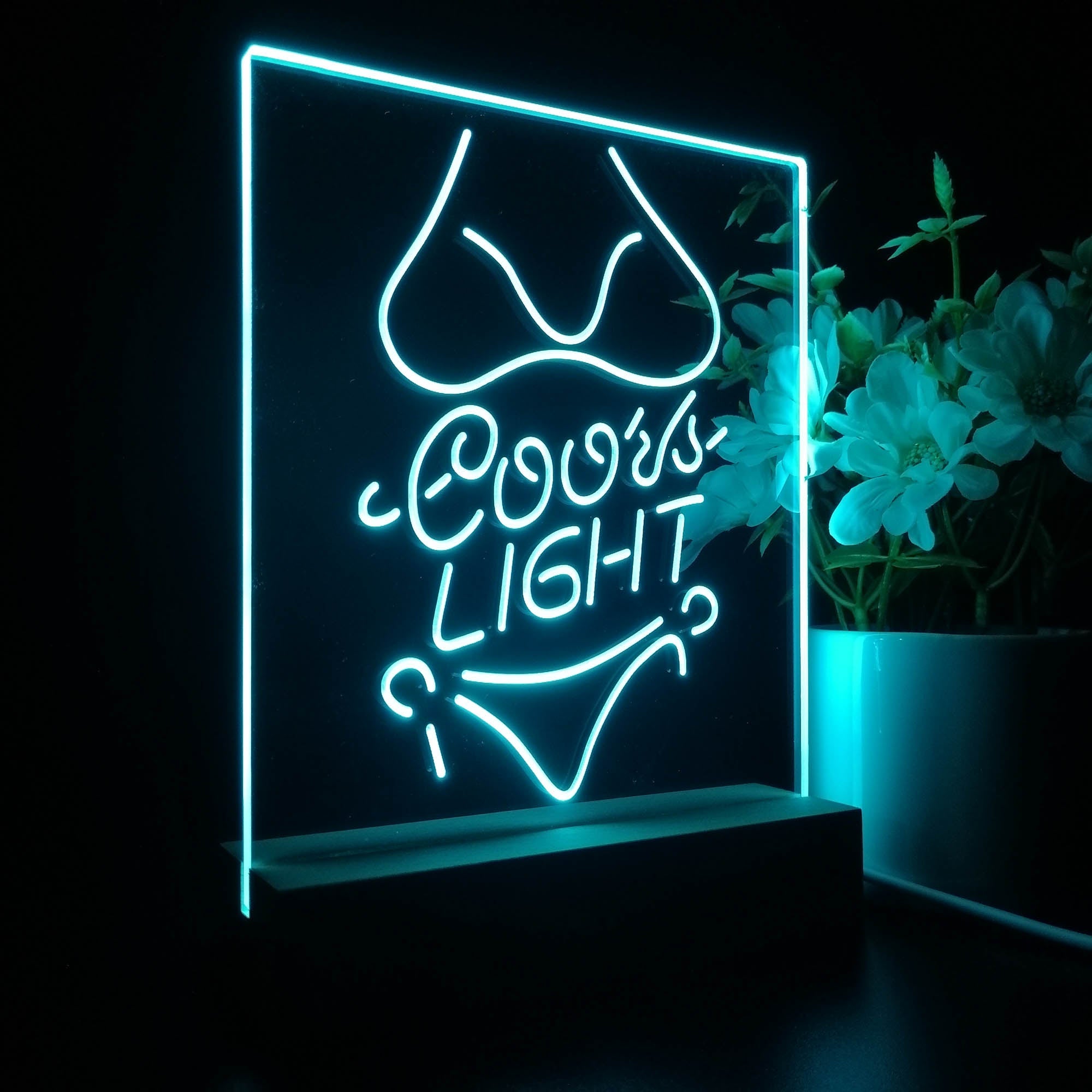 Coors Light Bikini Girl Man Cave 3D LED Optical Illusion Night Light Table Lamp