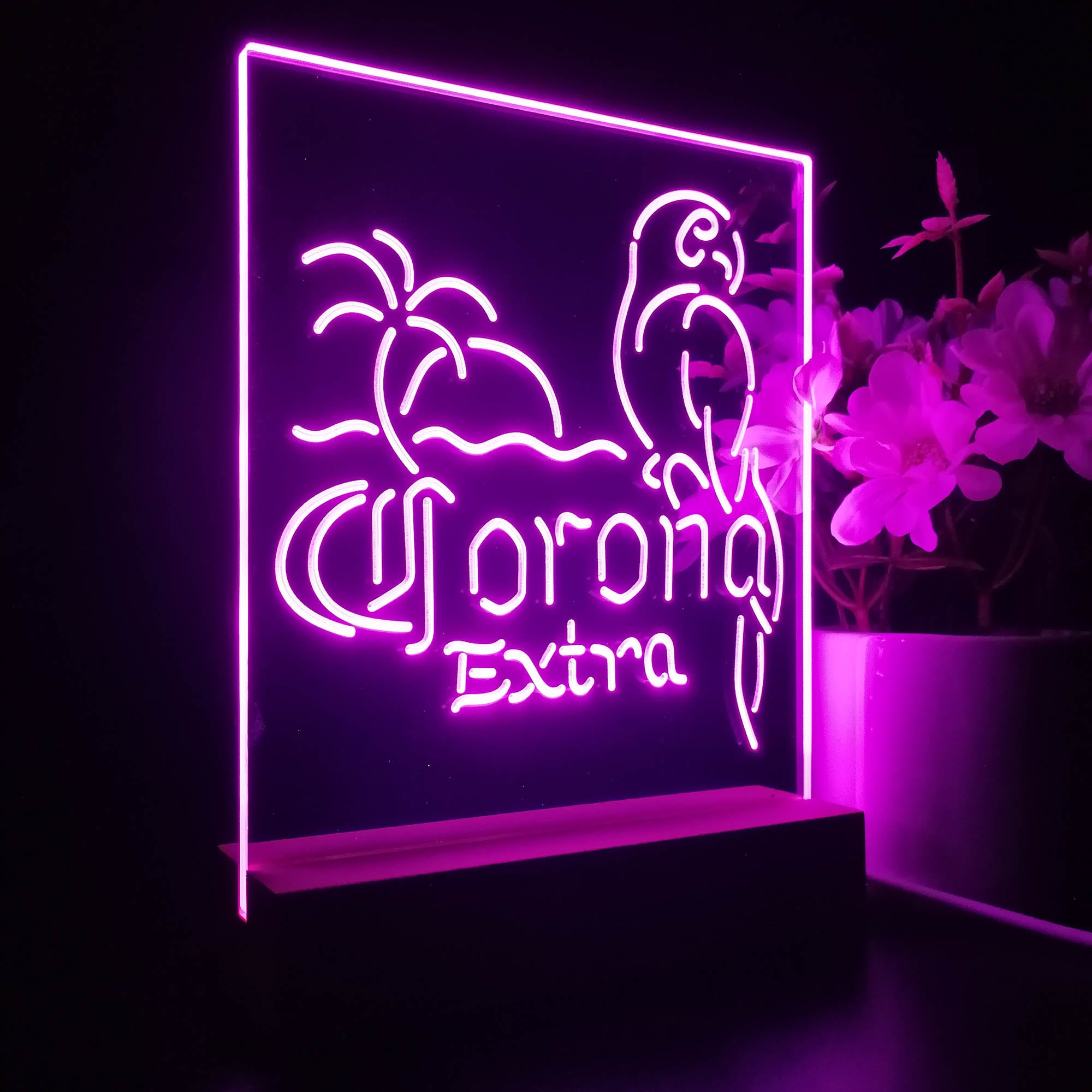 Corona Parrot Palm Tree 3D LED Illusion Night Light Table Lamp