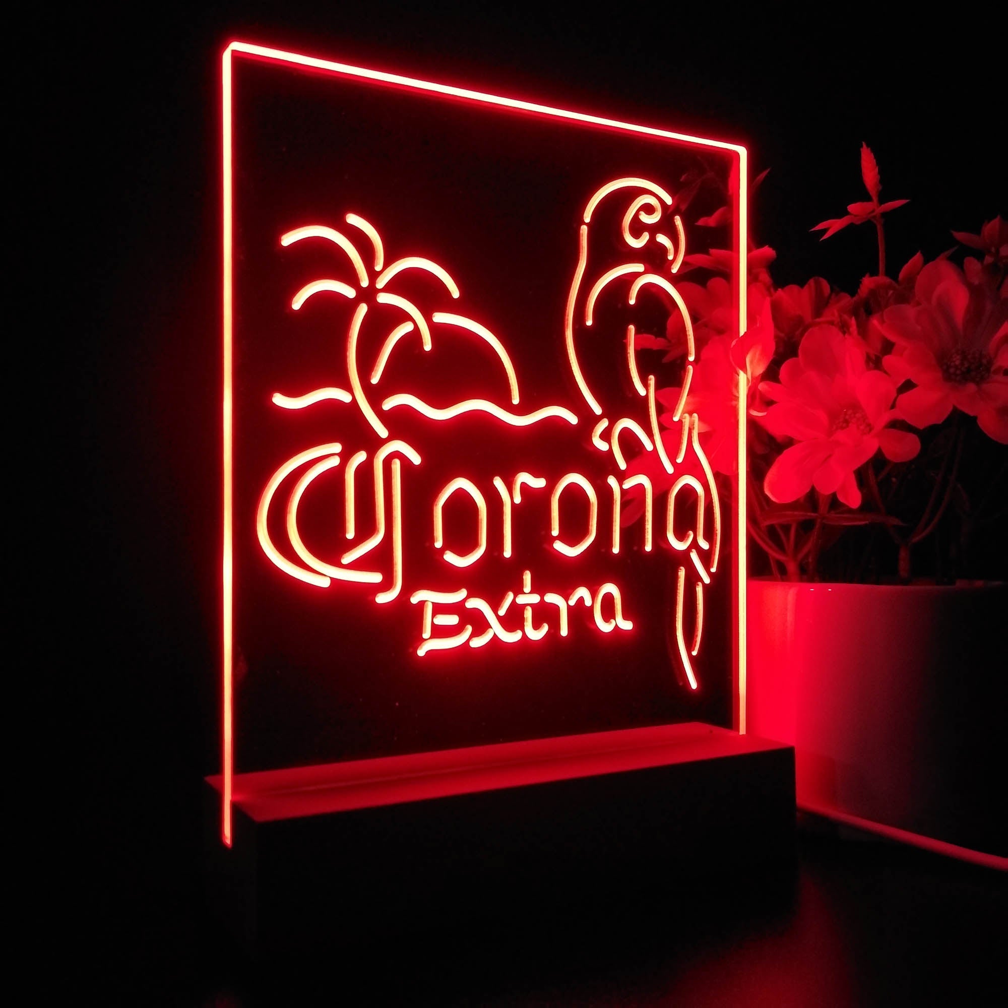 Corona Parrot Palm Tree 3D LED Illusion Night Light Table Lamp