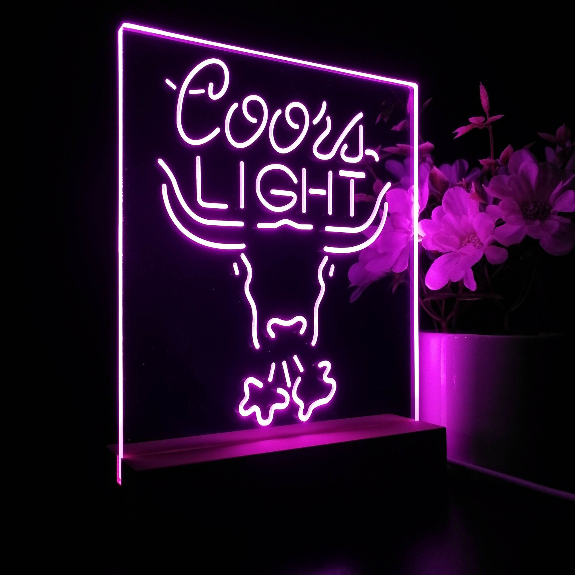 Coors Light Breathing Bull 3D LED Illusion Night Light Table Lamp