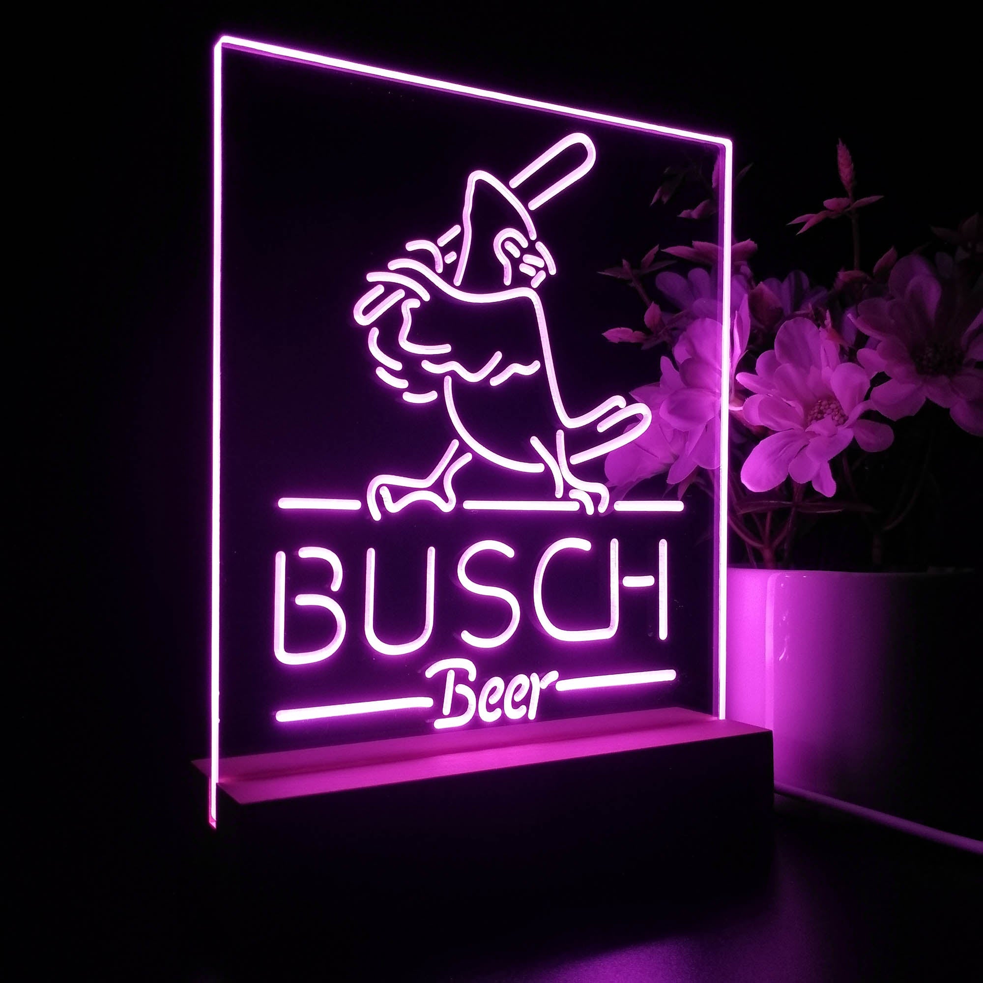 Busch Beer Baseball Bird 3D LED Illusion Night Light Table Lamp