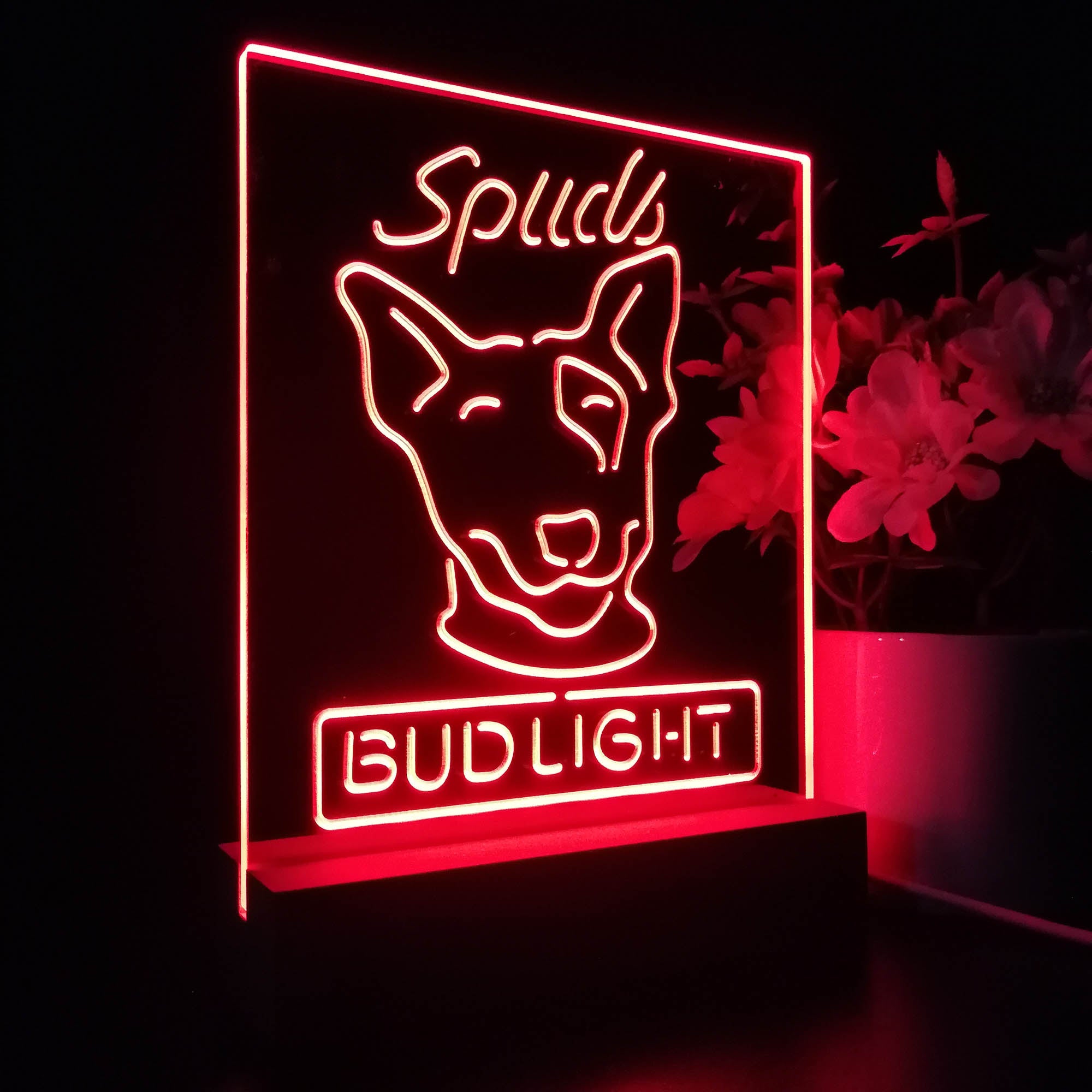 Drink Up Spuds Mackenzie Bud Light 3D LED Illusion Night Light Table Lamp