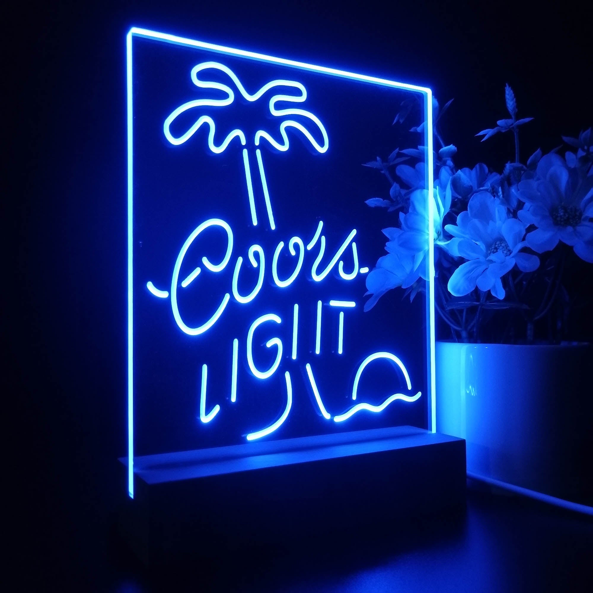 Coors Light Palm Tree 3D LED Optical Illusion Night Light Table Lamp