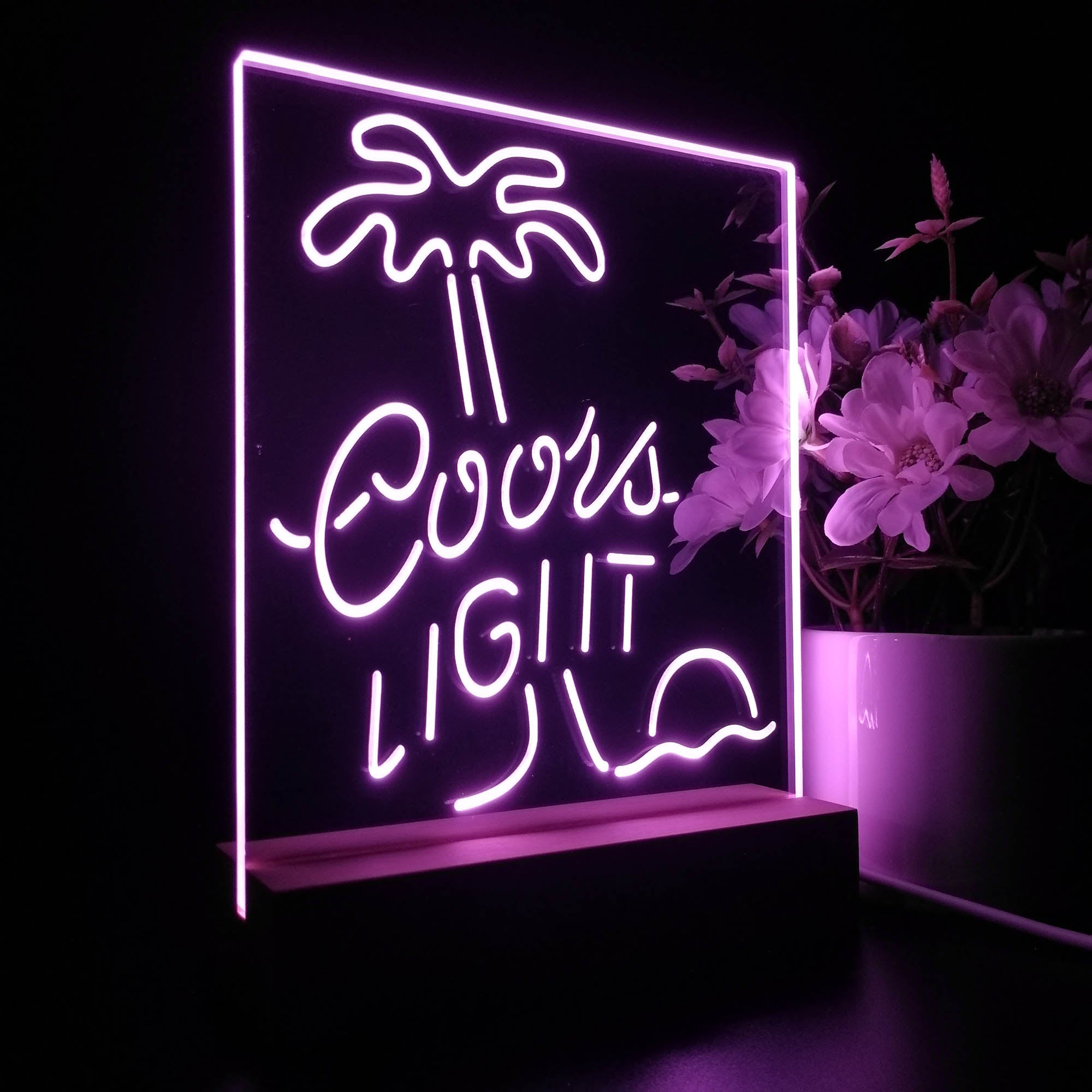 Coors Light Palm Tree 3D LED Illusion Night Light Table Lamp