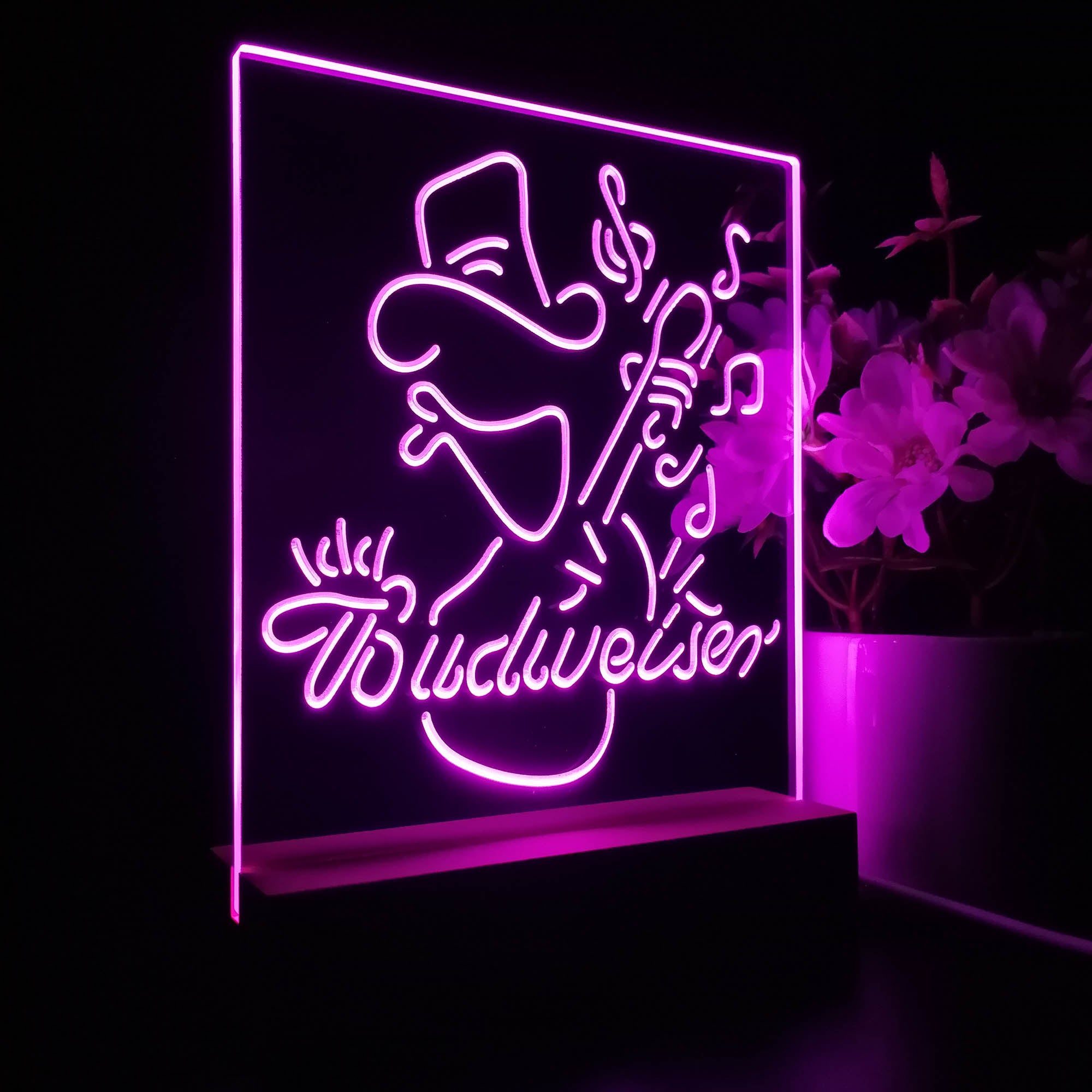 Budweiser Cowboy Play Guitar 3D LED Illusion Night Light Table Lamp