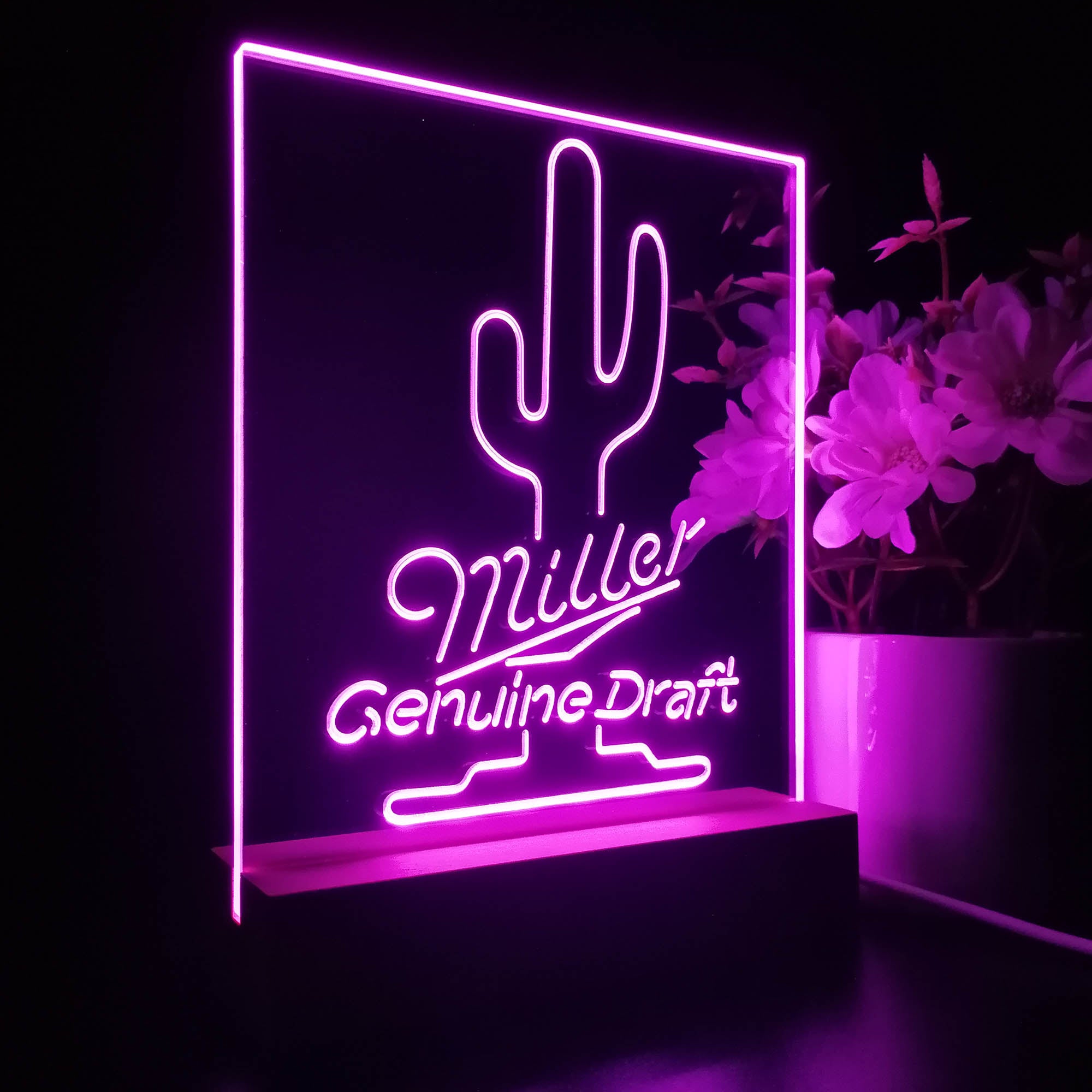 Miller Genuine Draft Cactus 3D LED Illusion Night Light Table Lamp