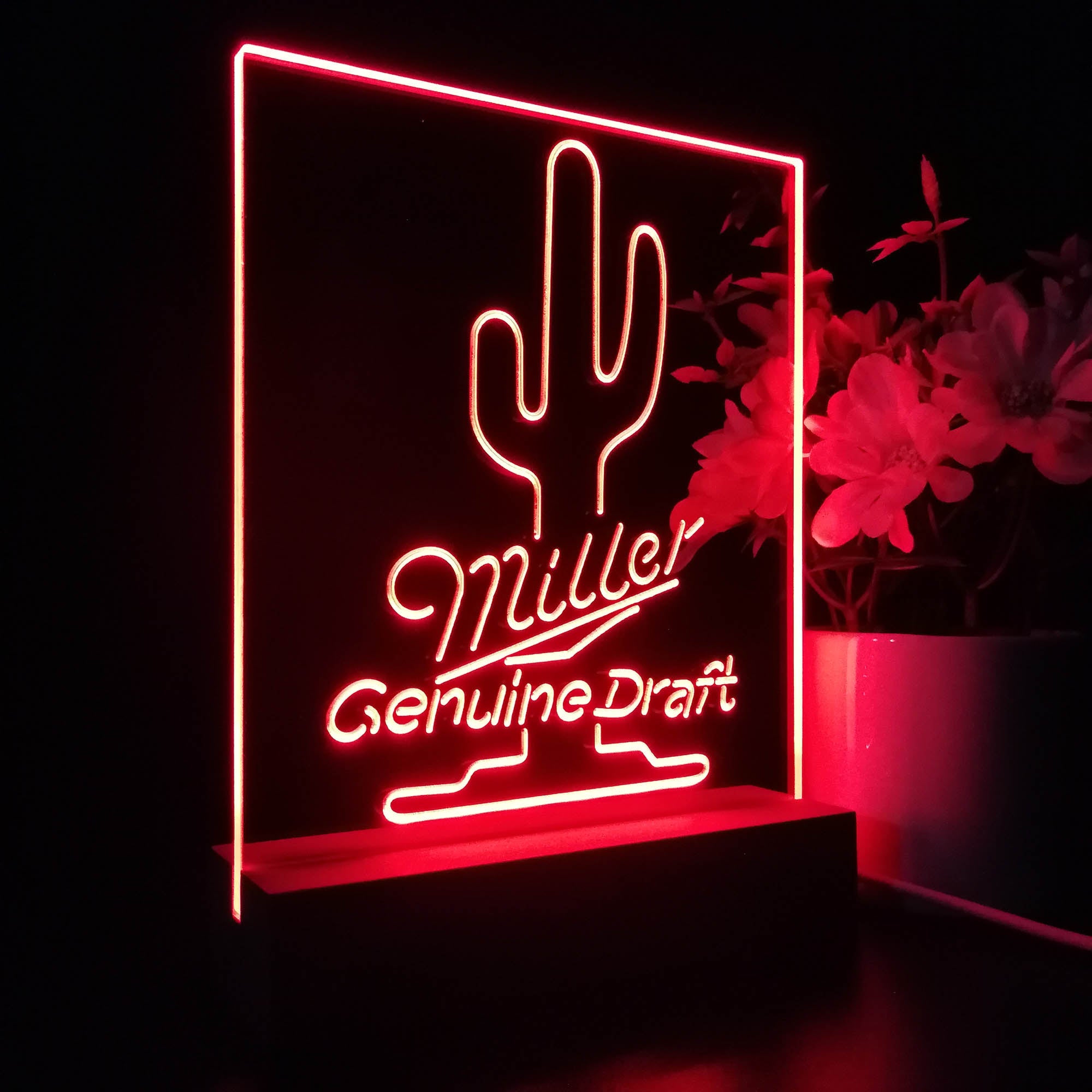 Miller Genuine Draft Cactus 3D LED Illusion Night Light Table Lamp