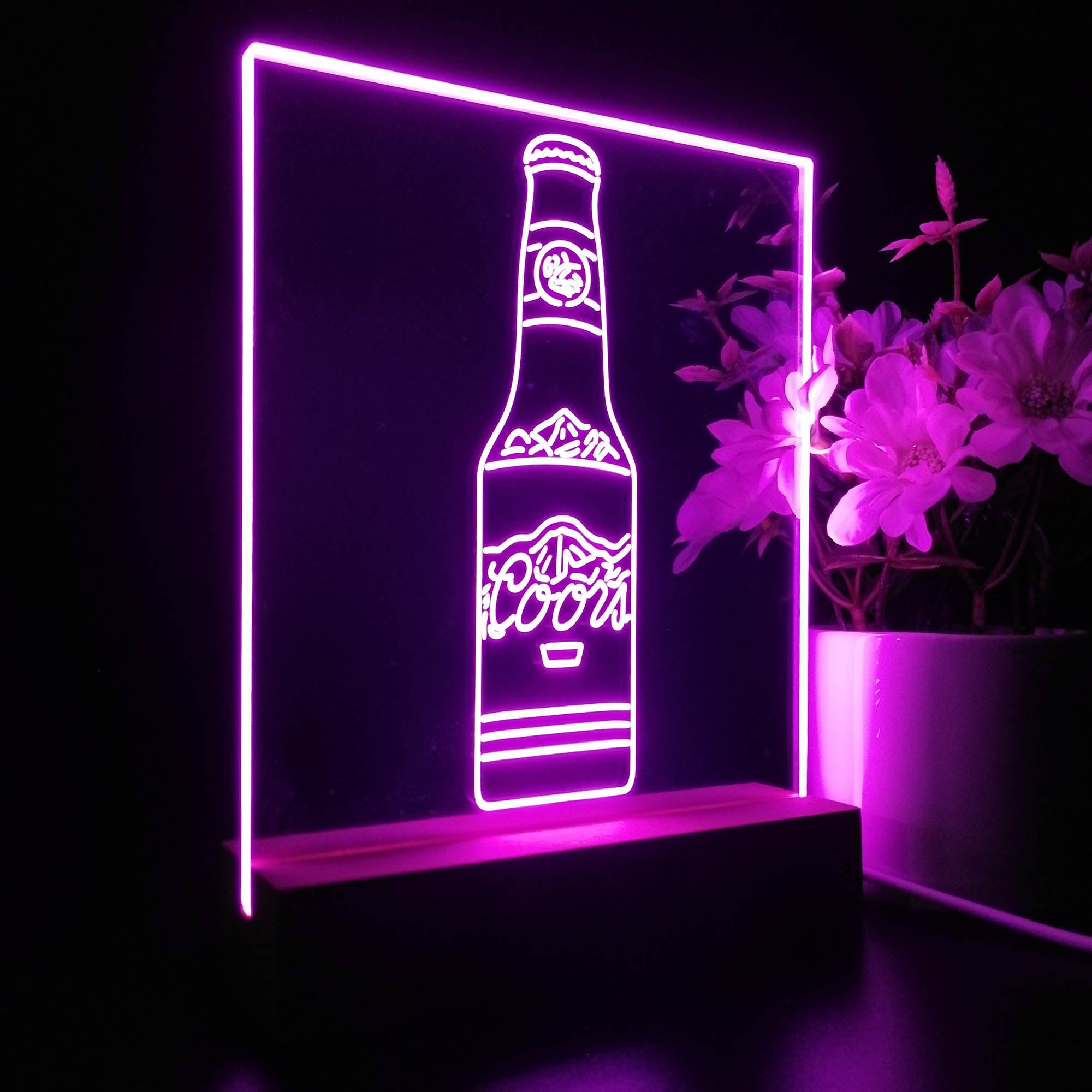 Coors Bottle Beer Mountain 3D LED Optical Illusion Night Light Table Lamp