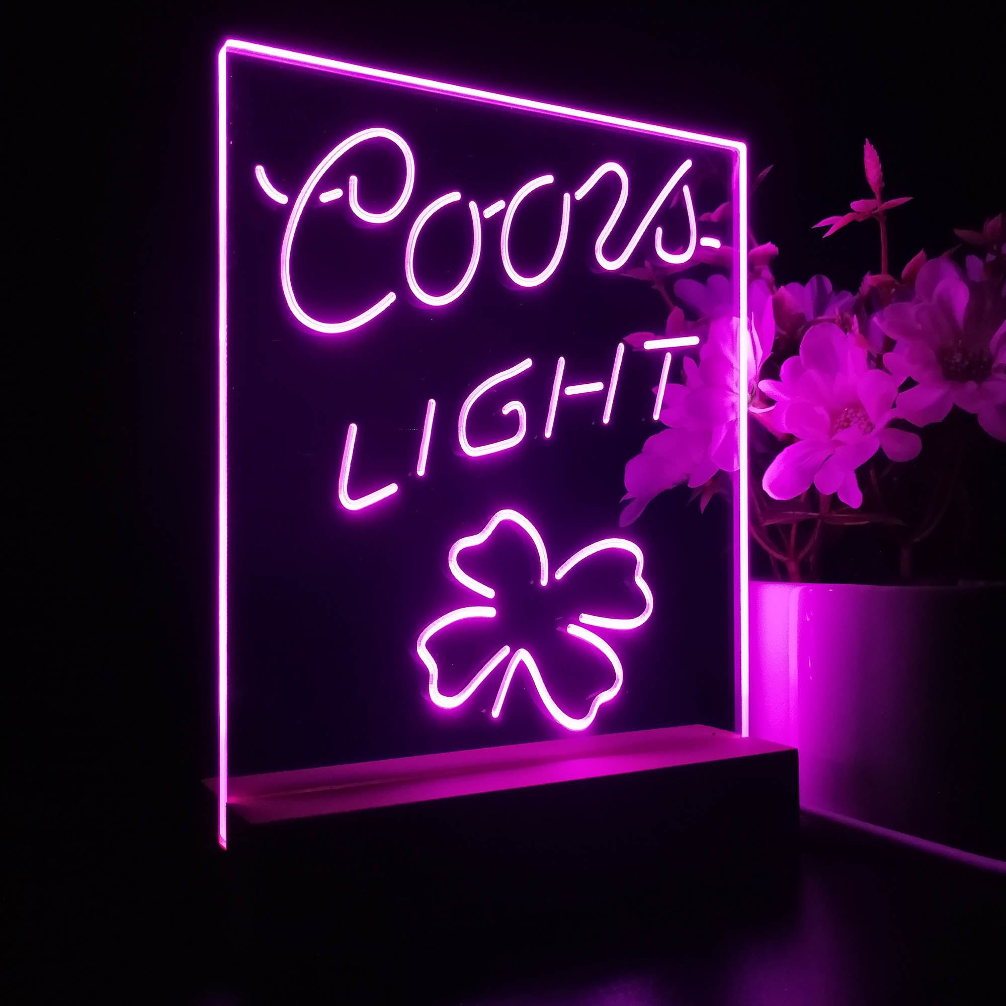 Coors Light 4 Leaf Clover Beer 3D LED Illusion Night Light Table Lamp